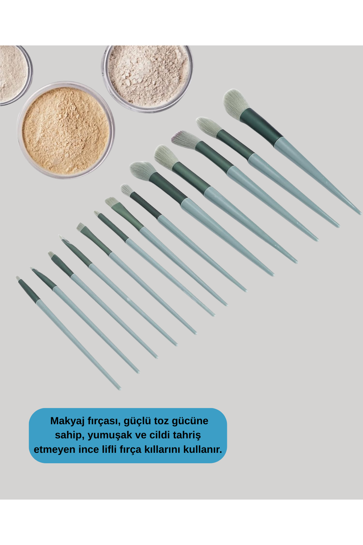 Göz Farı Allık Fondöten İçin Uygun 13'lü Makyaj Fırçası Seti Kompakt Tasarım