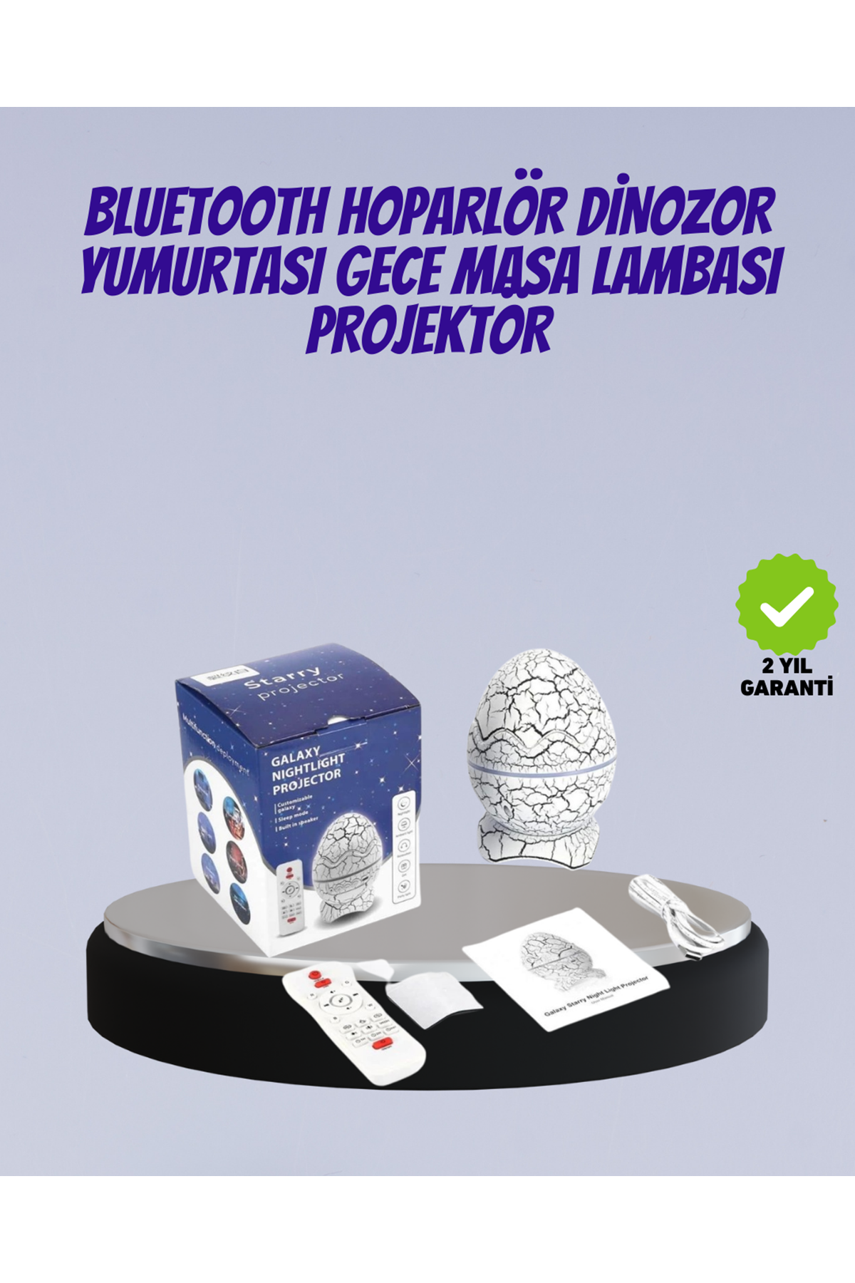 Bluetooth Bağlantılı Dinozor Yıldız Projektör Gece Lambası ve Uyku Yardımcısı
