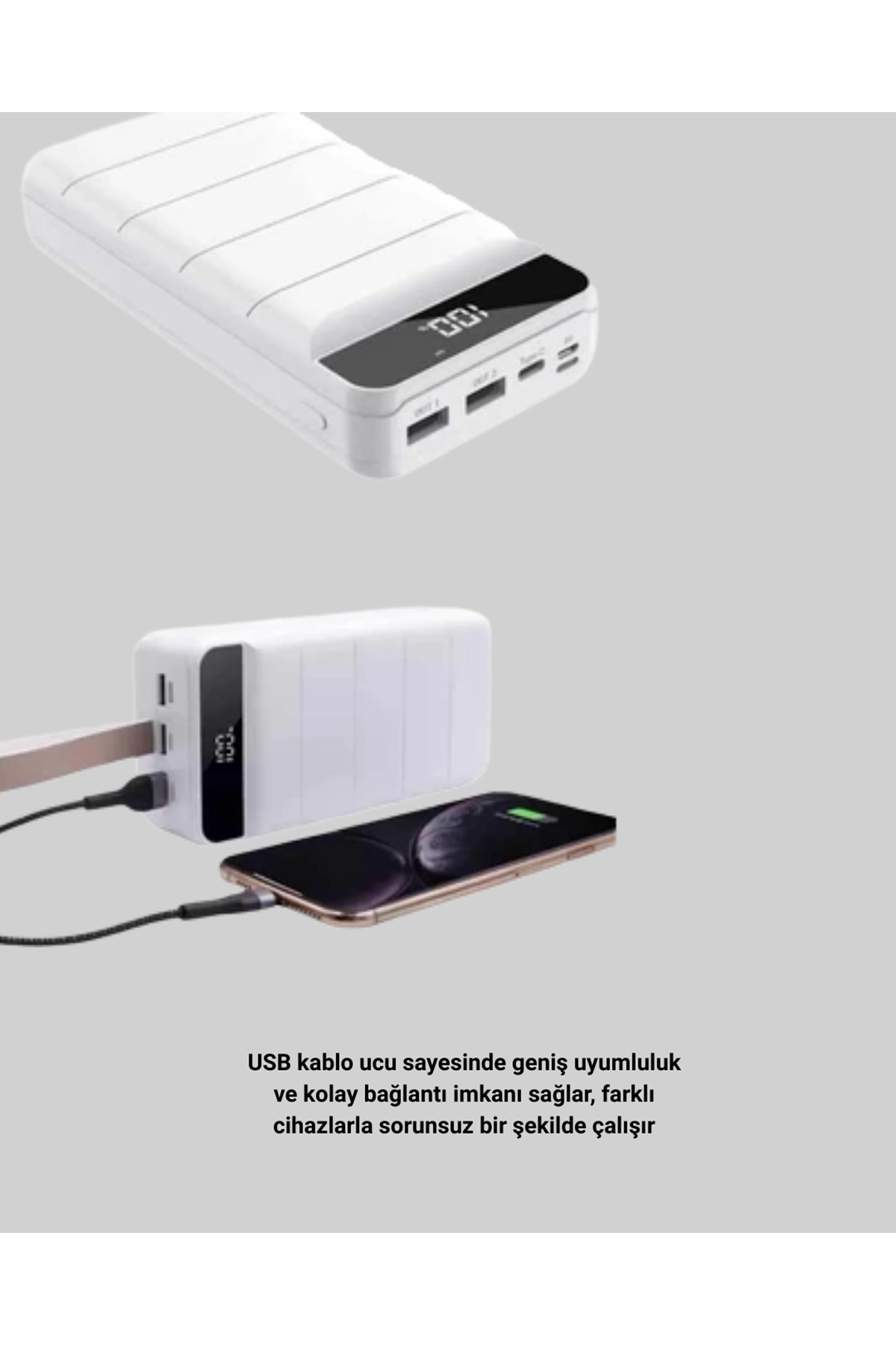 50000mAh Yüksek Kapasiteli Powerbank Hızlı Şarj ve LED Ekranlı
