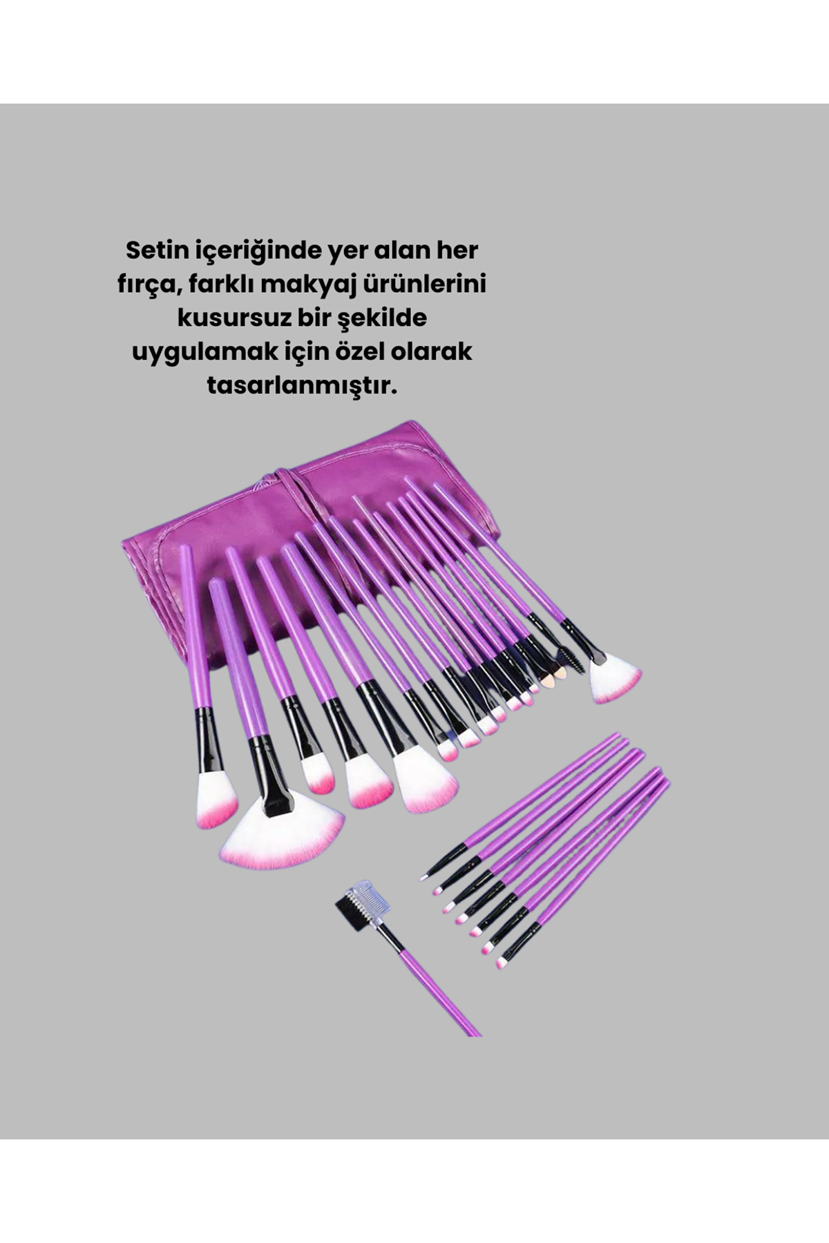 Yumuşak Fiber Kıllardan Oluşan 12'li Makyaj Fırçası Seti Göz Farı Allık ve Kontür İçin