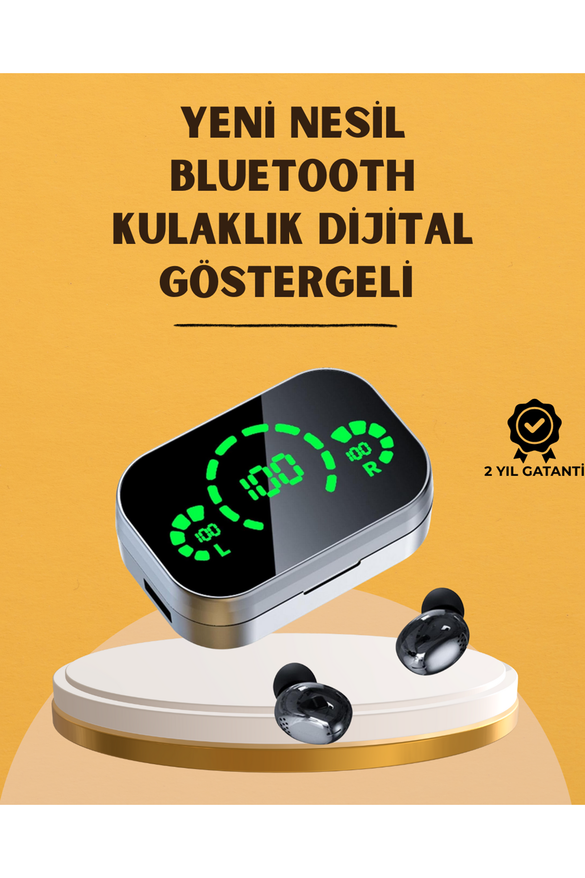 LED Ekranlı Kablosuz Kulaklık – Gürültü Önleyici Mikrofon ve Dokunmatik Özellikli
