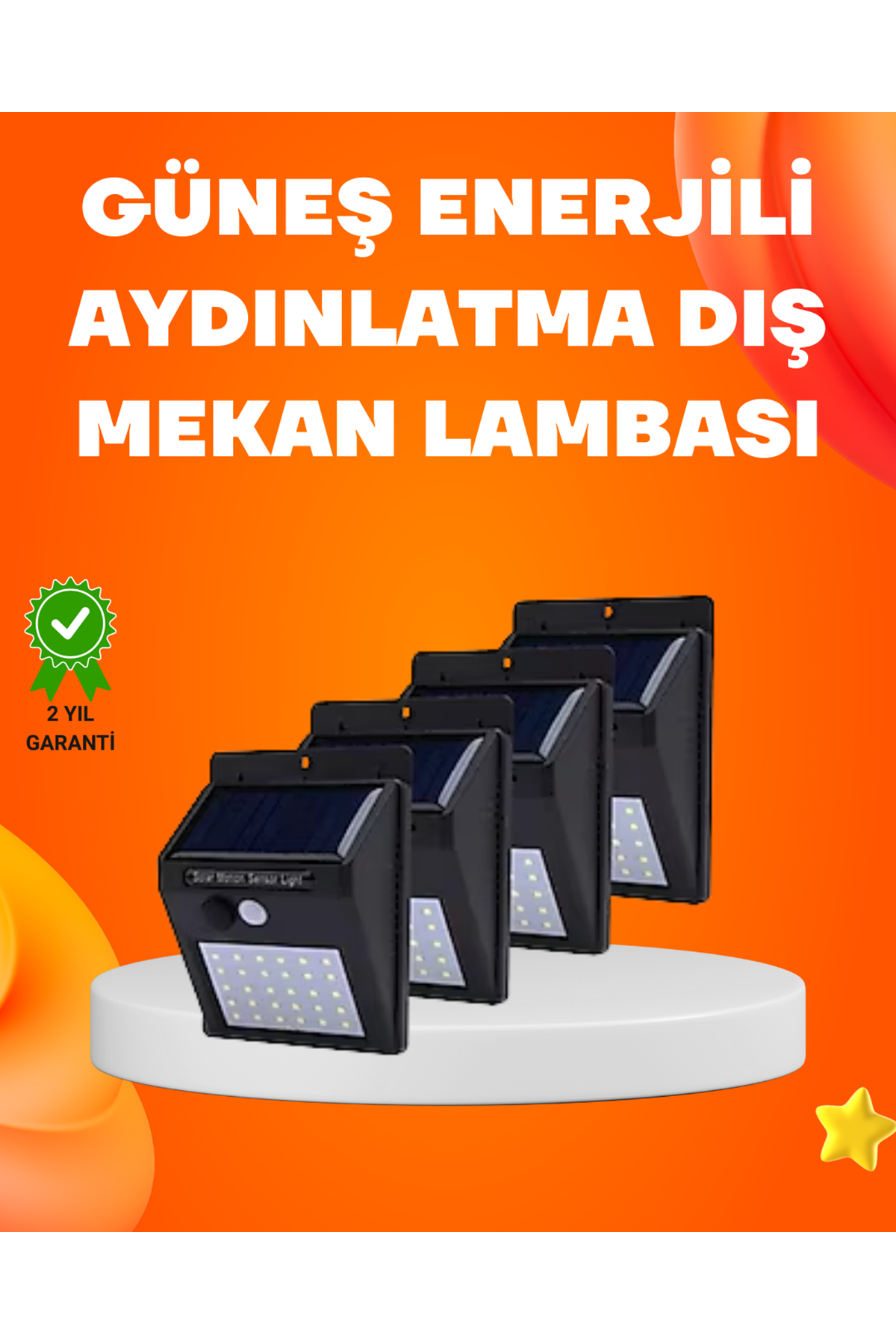 Montajlı Güneş Enerjili Duvar Tipi Aydınlatma – 8 Saat Çalışma Süresi