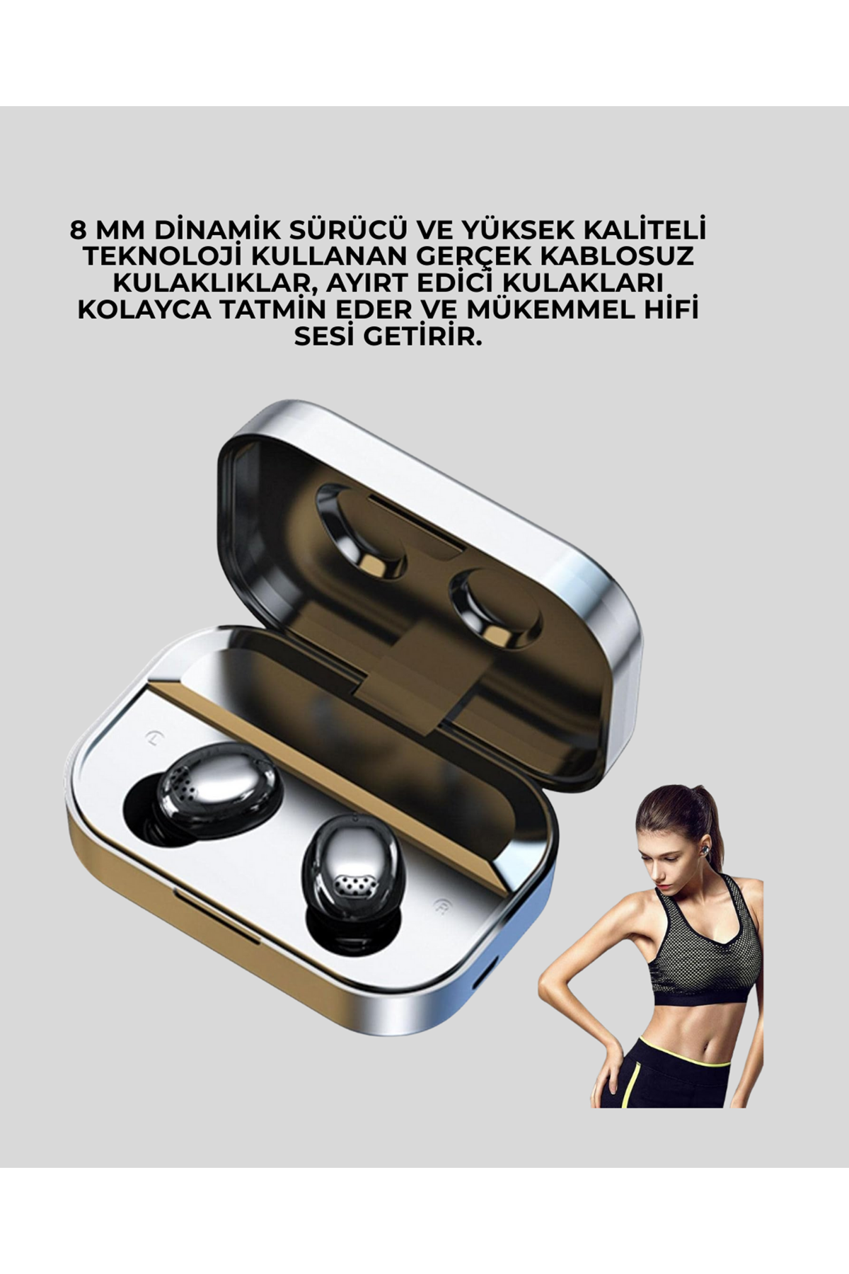 Gerçek Kablosuz Kulaklık – Bluetooth 5.0, Şarj Kutulu, Parmak İzi Kontrollü