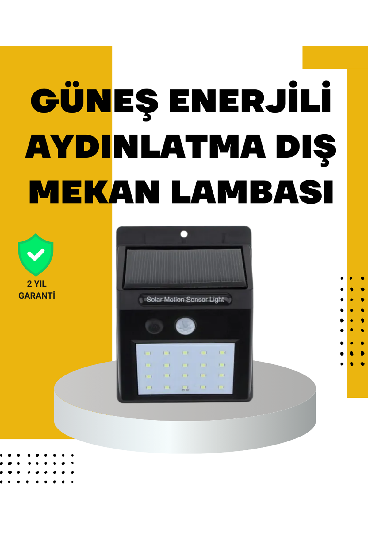 144 LED'li Geniş Aydınlatma Alanına Sahip Güneş Enerjili Güvenlik Lambası