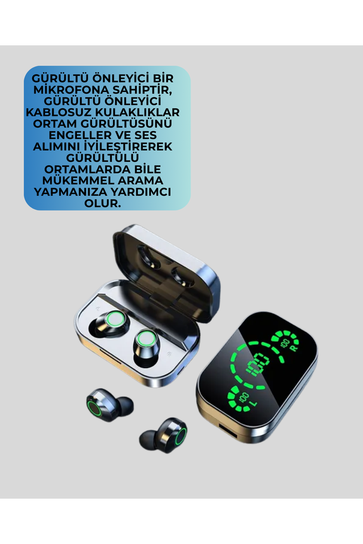Akıllı Dijital Ekranlı TWS Kulaklık – Uzun Pil Ömrü, Stabil Bağlantı