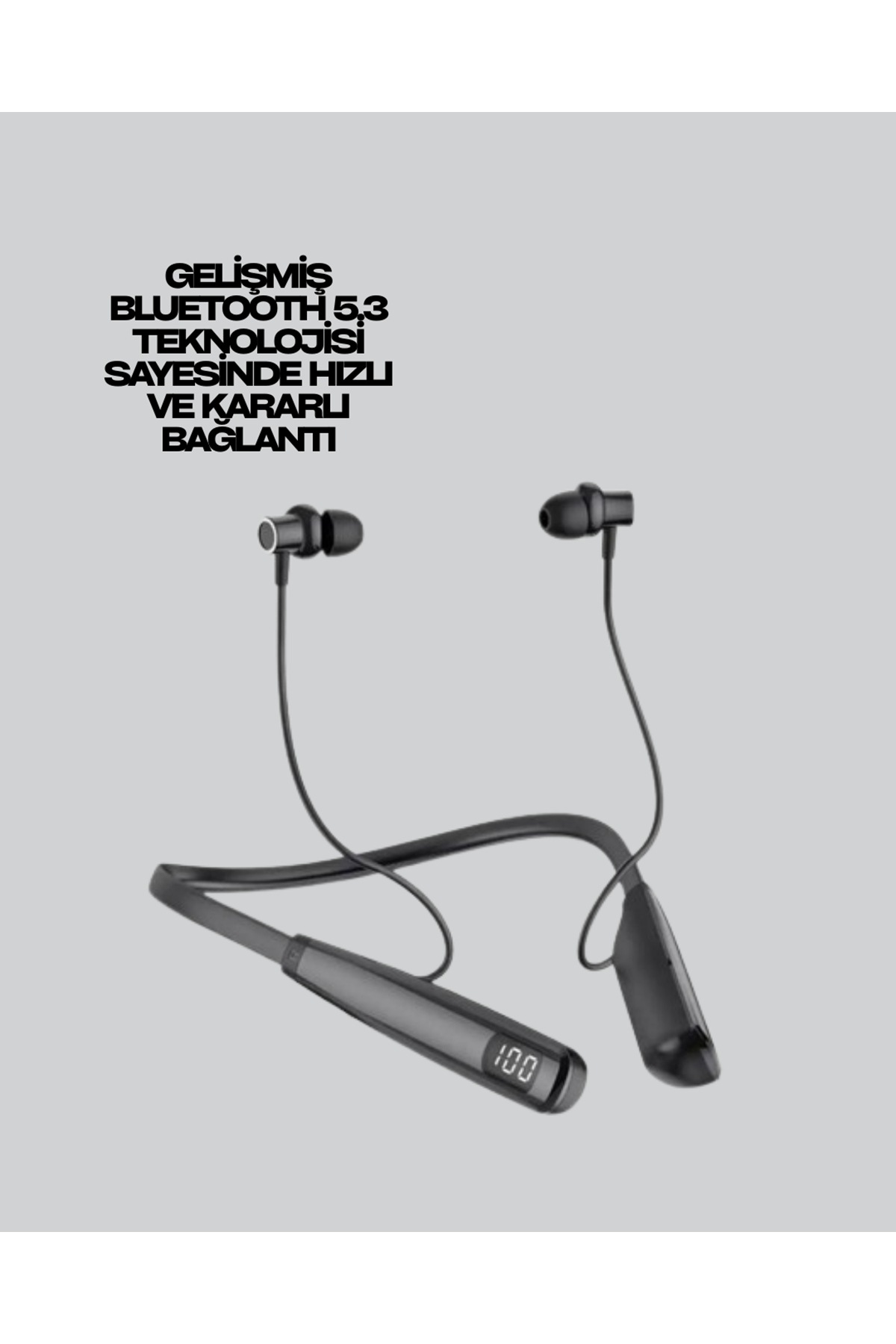 Boyun Askılı Kablosuz Bluetooth Kulaklık – Aktif Gürültü Önleme, LCD Ekranlı