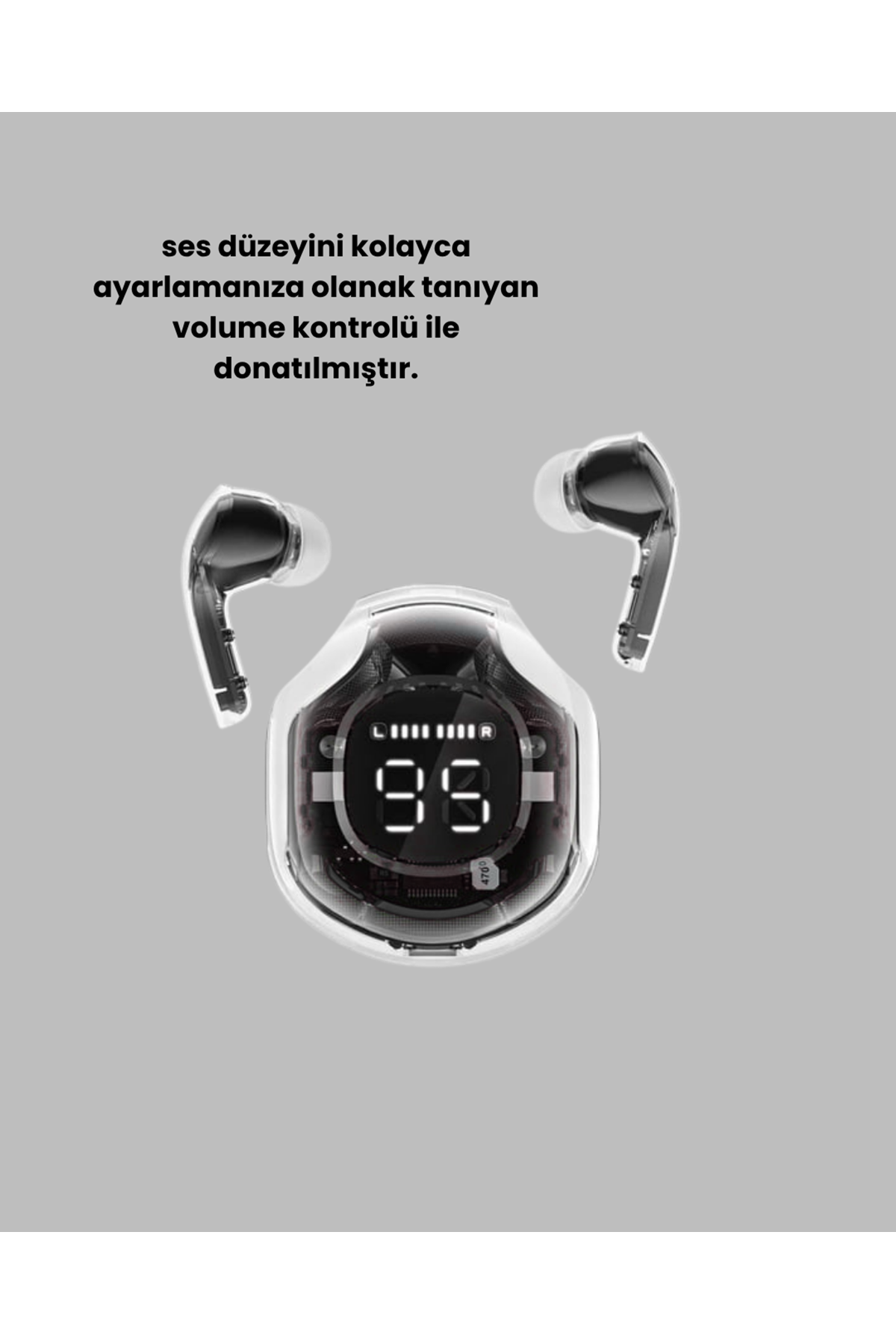 Bluetooth 5.3 Kablosuz Kulaklık 30mm Sürücü LED Ekranlı Mikrofonlu