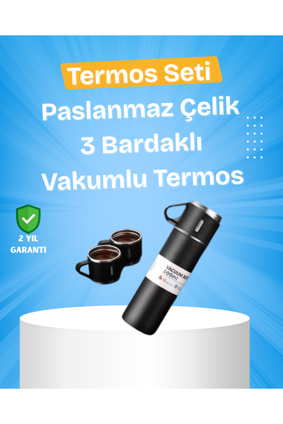Paslanmaz Çelik Termos Seti | 500 ml Kapasite, 6-12 Saat Isı Koruma, Hediye Kutulu