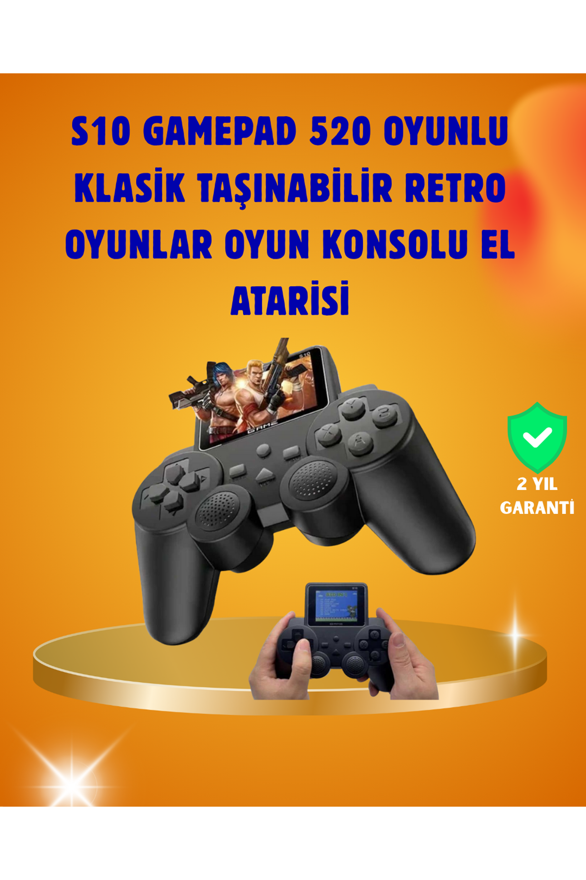 Çocuklar ve Yetişkinler İçin Uygun 500 Oyunlu Taşınabilir Mini Retro El Konsolu