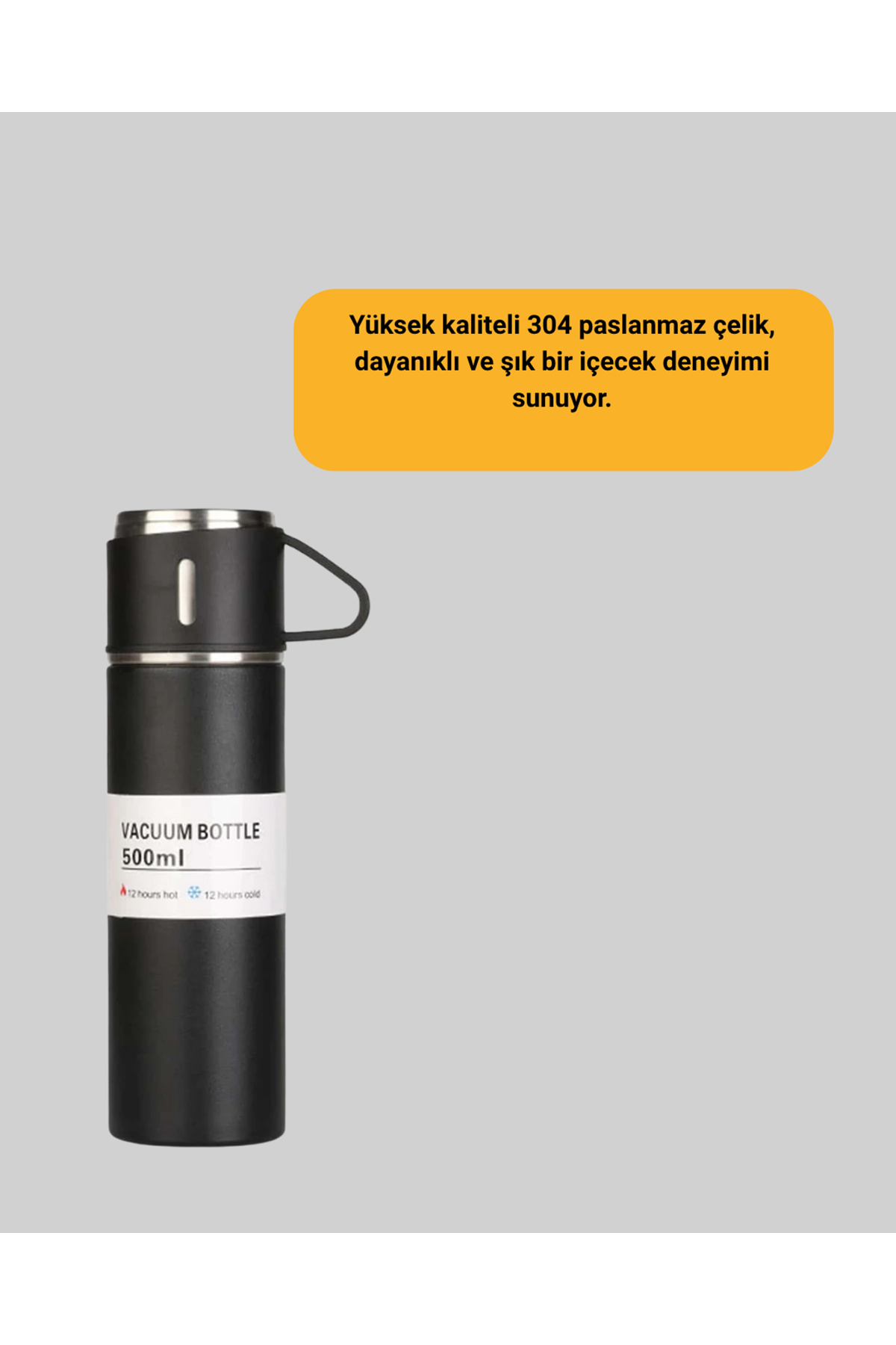 Çelik Termos Bardak Seti | 500 ml Kapasite, Kaymaz Taban, Hediye Kutulu