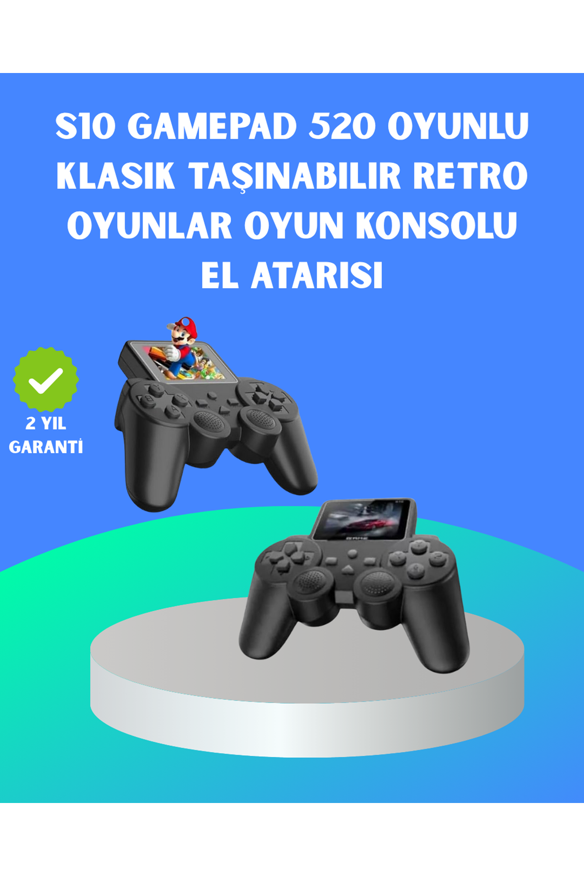 2.4 İnç HD Renkli Ekranlı 500-in-1 Taşınabilir Retro Oyun Konsolu, Kablolu TV Bağlantısı ve Uzun Pil Ömrü