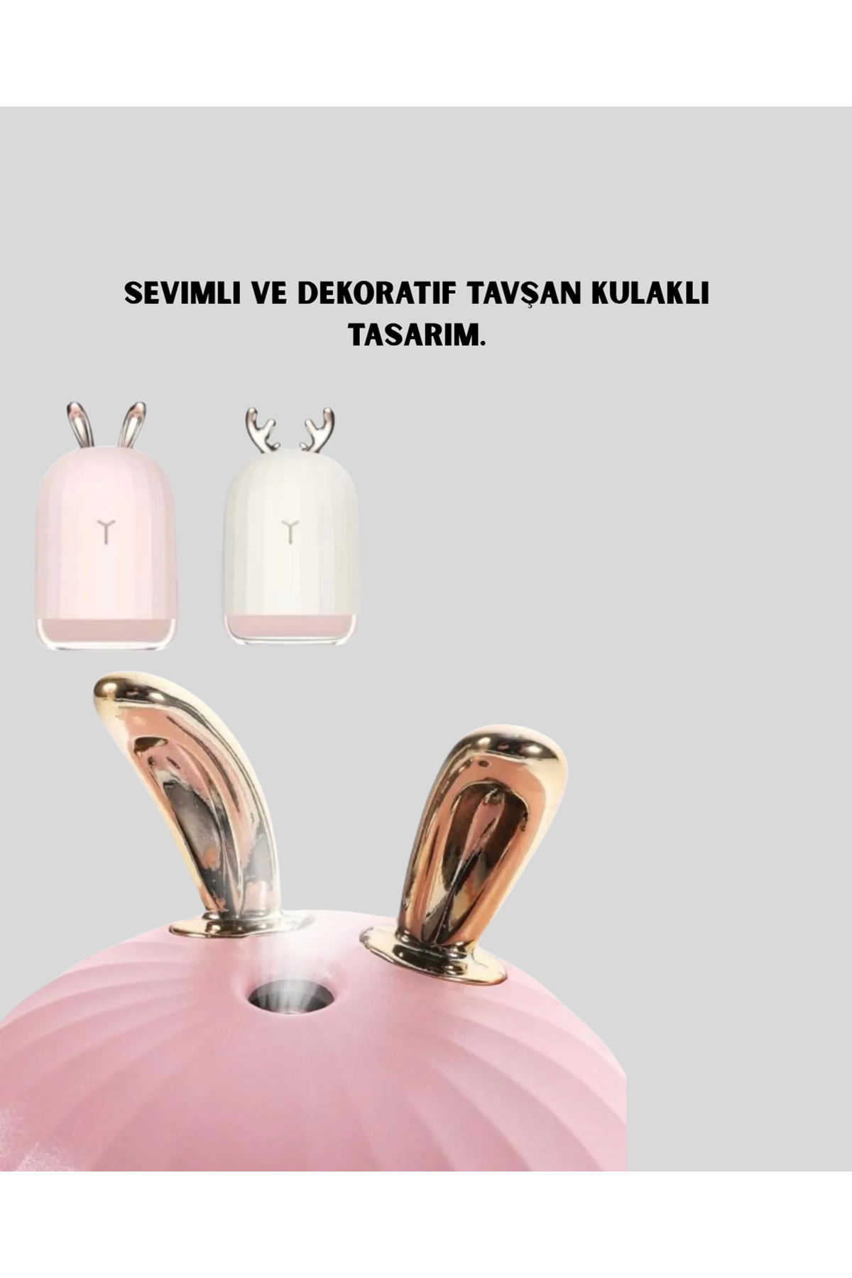 Tavşan Kulak Tasarımlı 200 ml USB Aroma Difüzör ve Hava Nemlendirici