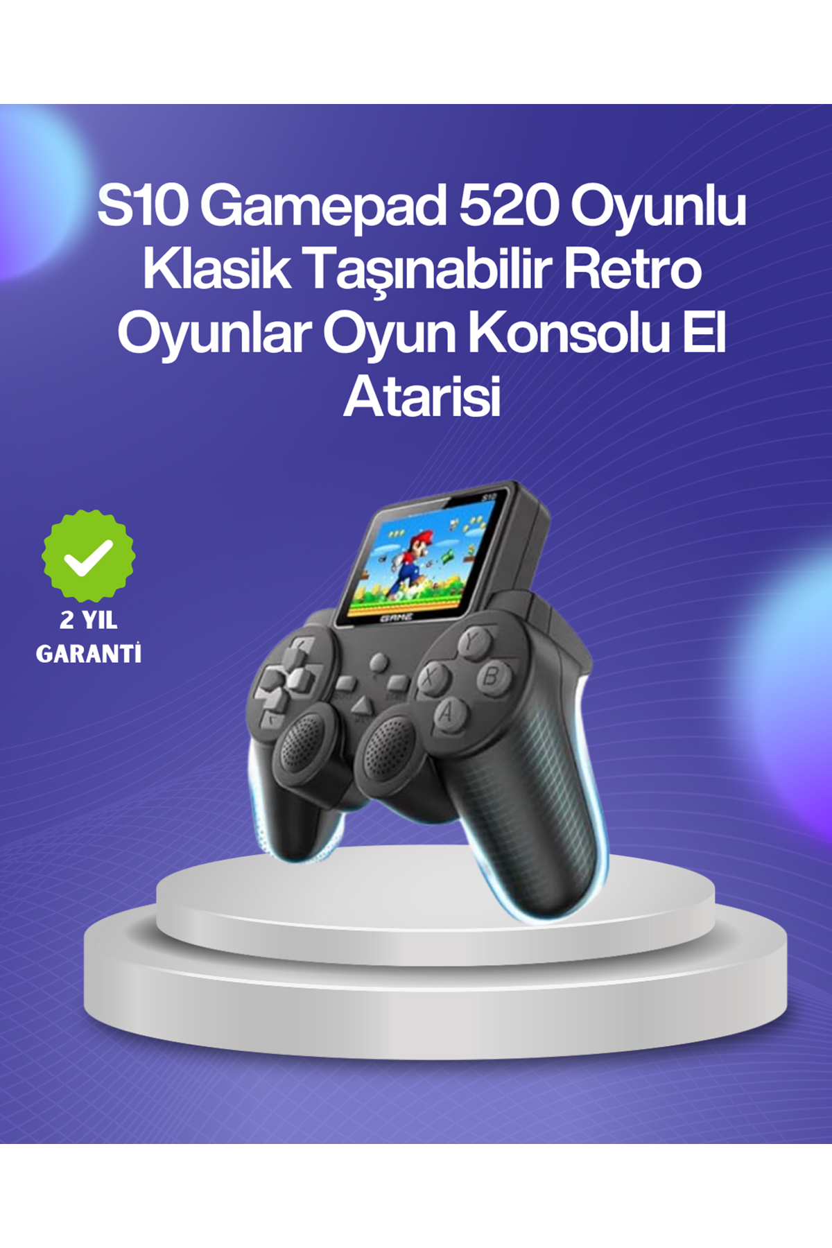 500 Oyunlu Nostaljik El Tipi Oyun Konsolu, Taşınabilir Şarjlı Cihaz, Renkli Ekran ve TV Destekli