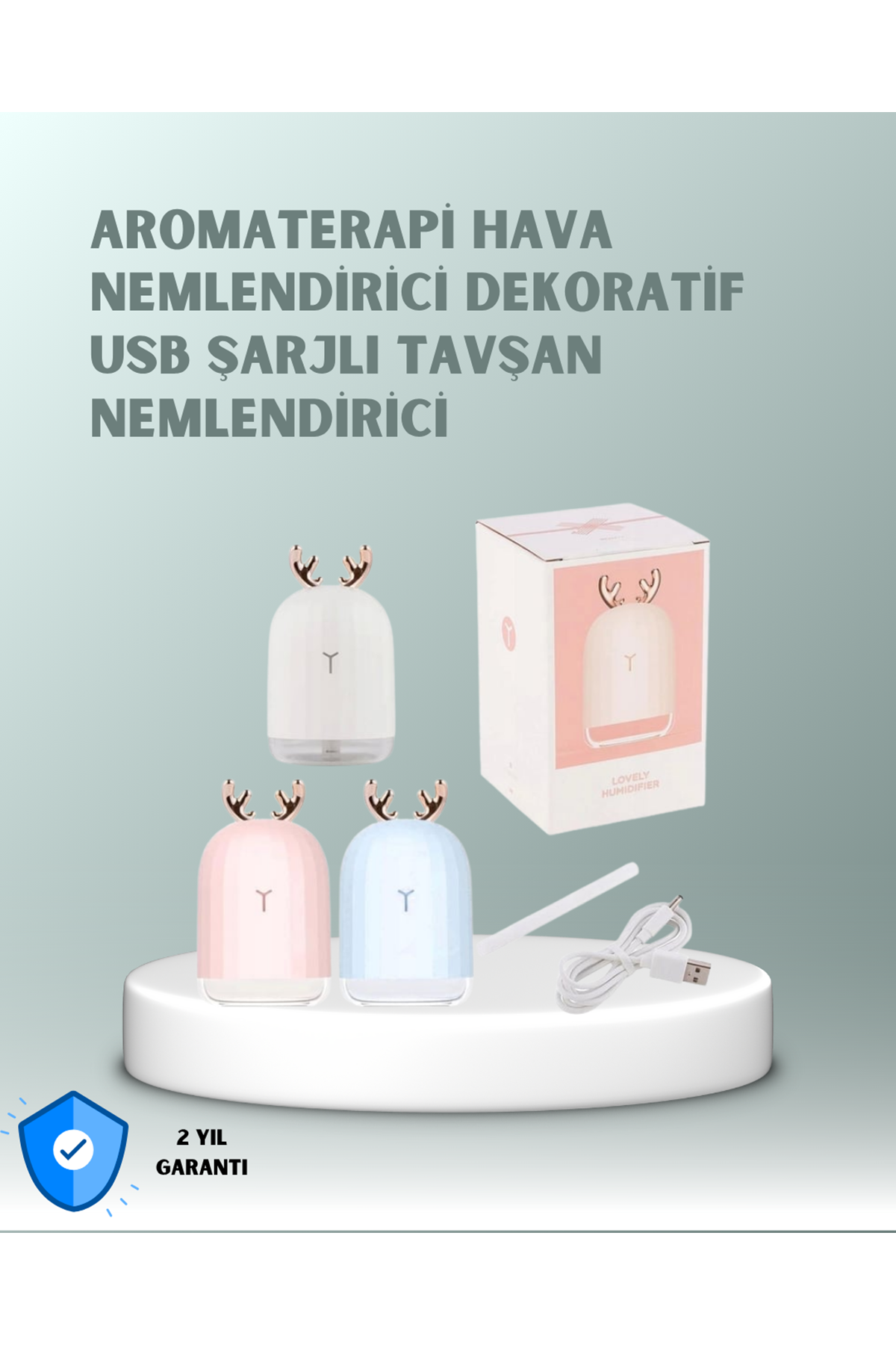 200 ml Tavşan Kulaklı Ultrasonik Hava Nemlendirici ve Gece Lambası