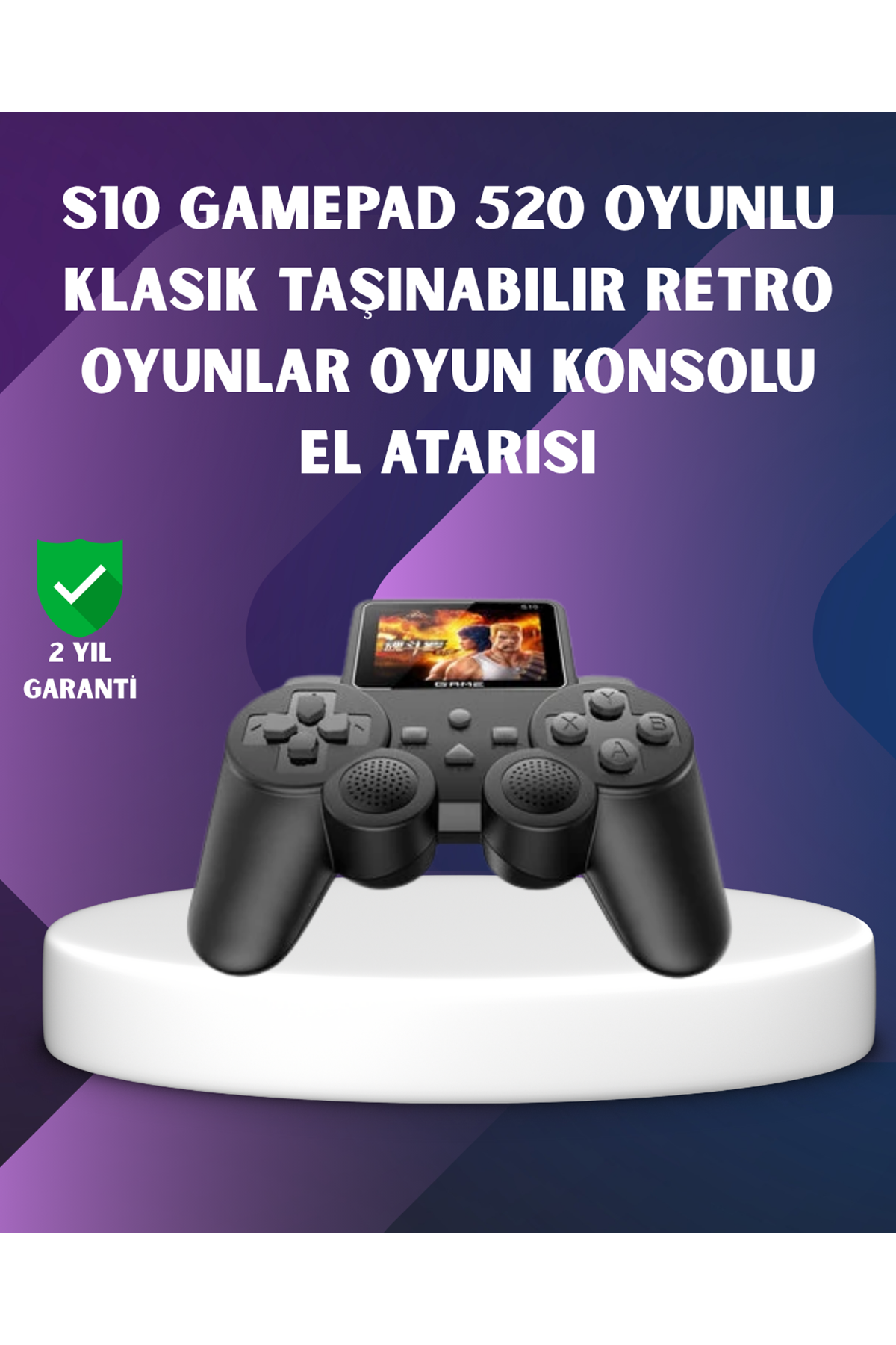 500 Dahili Oyunlu Taşınabilir Retro El Konsolu-2.4 inç Renkli Ekranlı