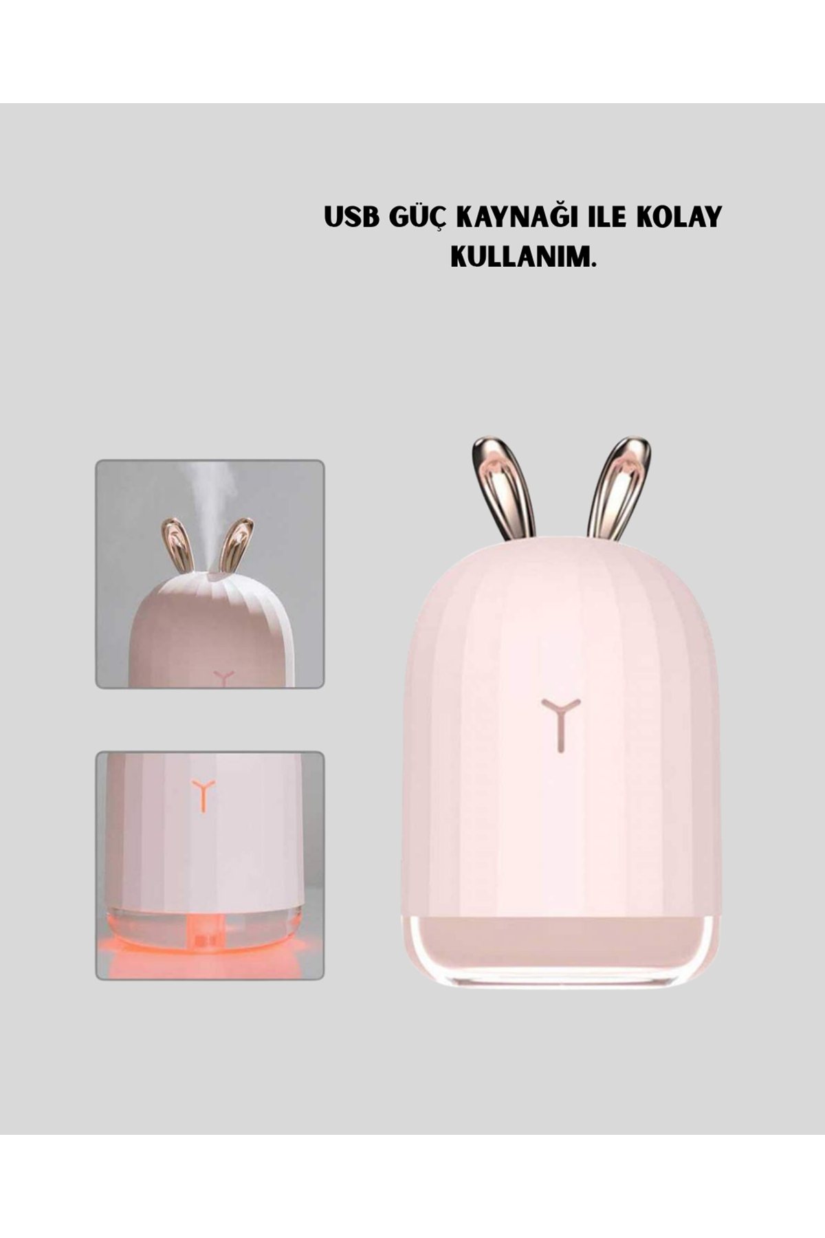 200 ml Tavşan Kulaklı Ultrasonik Hava Nemlendirici ve Gece Lambası