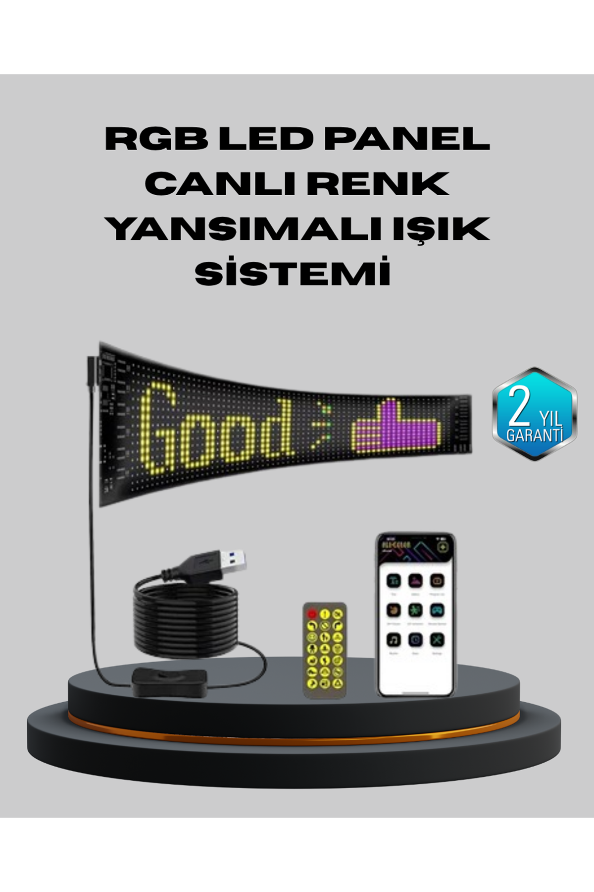 5V USB Akıllı Piksel LED Panel – Mobil Uygulama Kontrollü, Renkli Işık Efektli