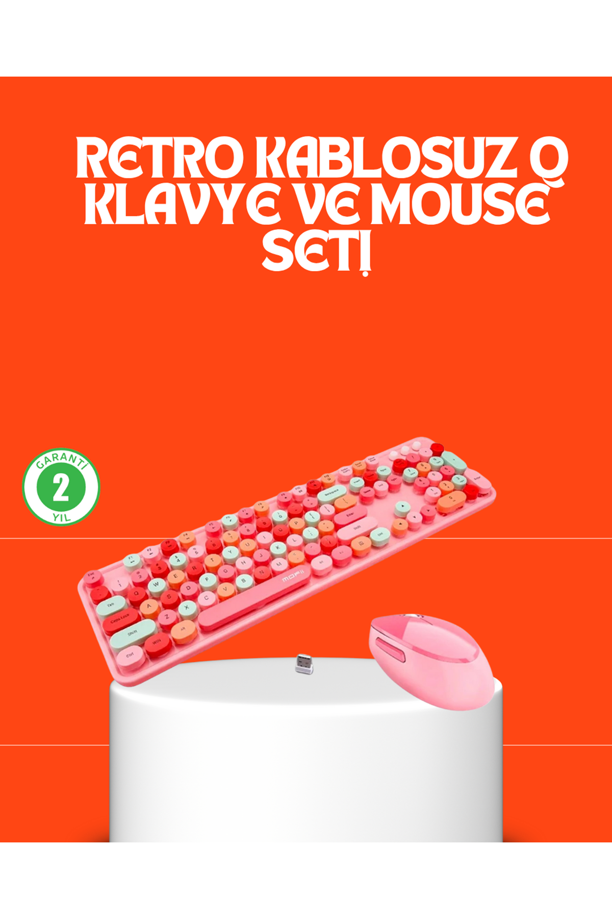 Retro Tarz Bluetooth 5.1 Klavye – Win/OSX/Android/iOS Uyumlu