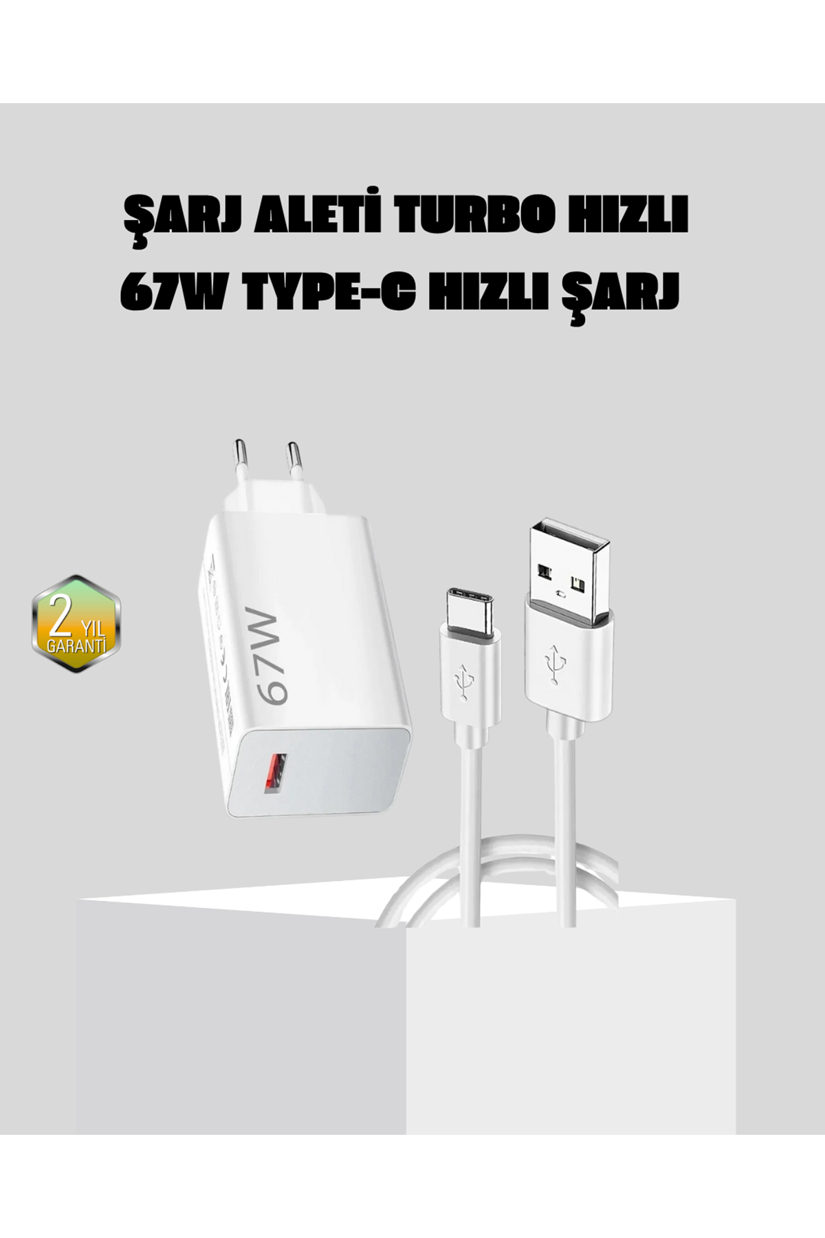 67W Süper Hızlı Şarj Adaptörü ve Kablo Seti – Güvenli, Kompakt ve Ergonomik Tasarım