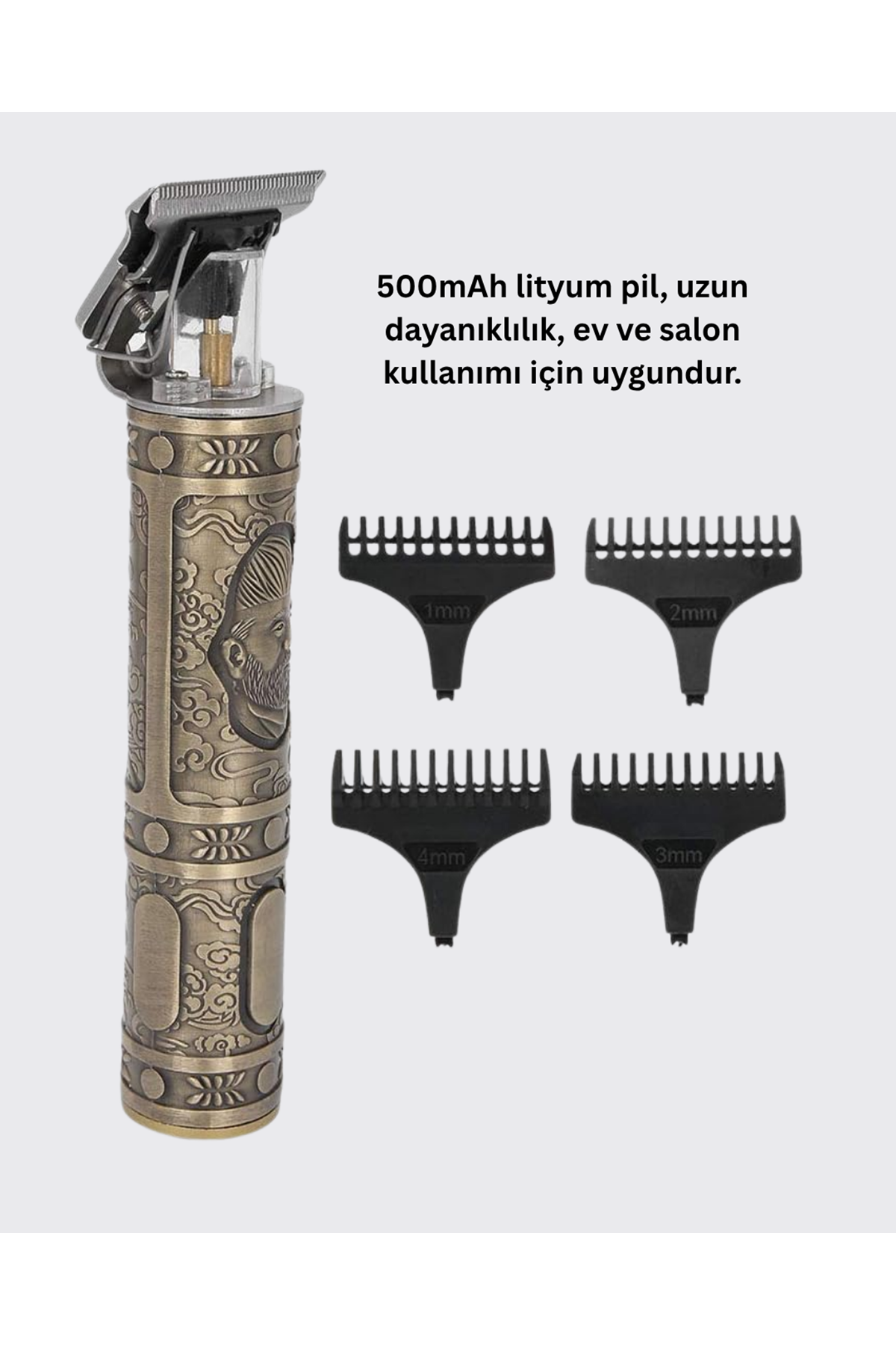 Güçlü Motorlu, 4 Kılavuz Taraklı Kompakt Saç Kesme Makinesi – Uzun Pil Ömürlü