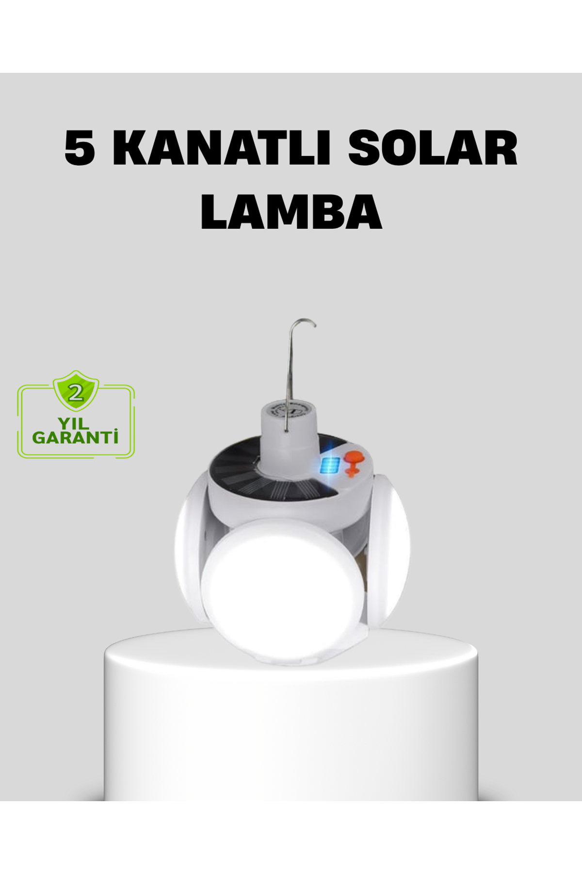 Solar Güneş Enerjili ve USB Şarjlı 5 Kanatlı LED Kamp Lambası