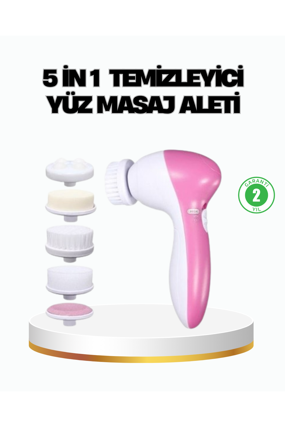 5’i 1 Arada Yüz Temizleme Cihazı – Masaj, Fırça, Peeling ve Krem Uygulama Aparatlı