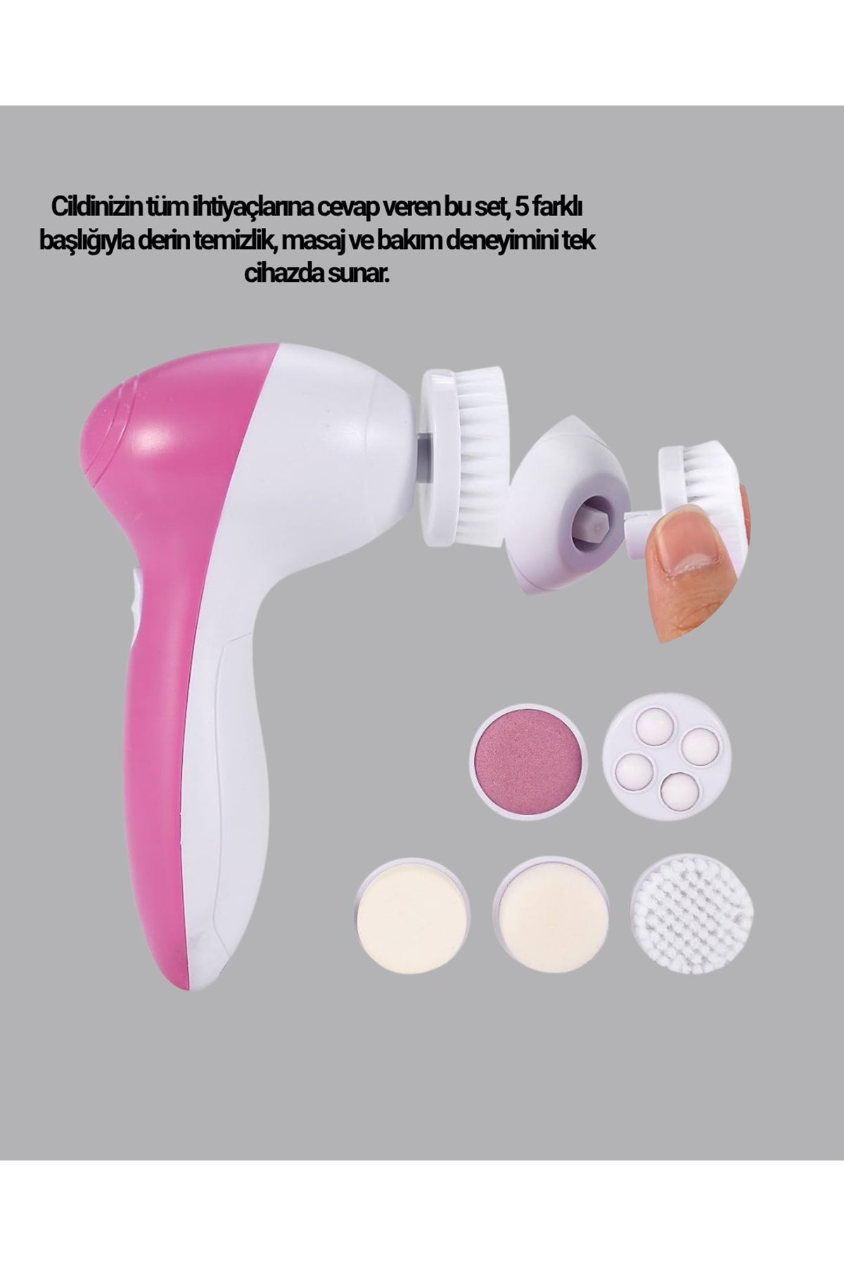 5 Başlıklı Yüz Masaj Aleti – Cilt Temizleme, Peeling, Siyah Nokta ve Gözenek Bakımı
