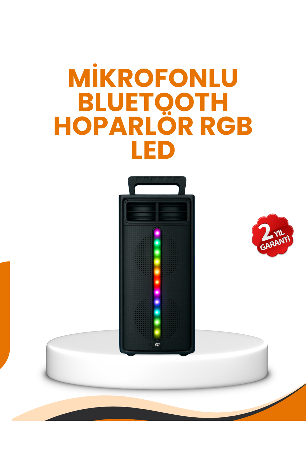 Bluetooth Işıklı Hoparlör – 2x5W Güç | USB + TF Kart + FM Radyo | Siyah Renk