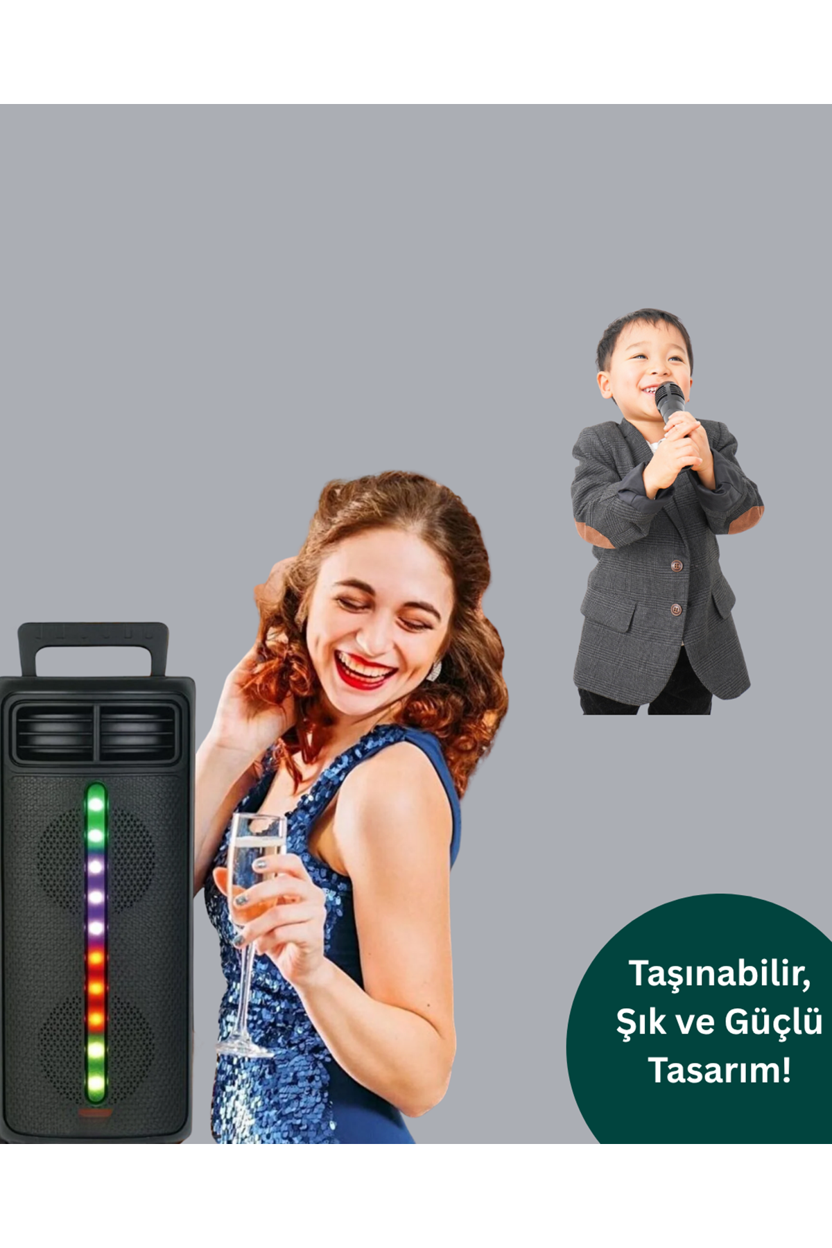 Bluetooth Işıklı Hoparlör – 2x5W Güç | USB + TF Kart + FM Radyo | Siyah Renk