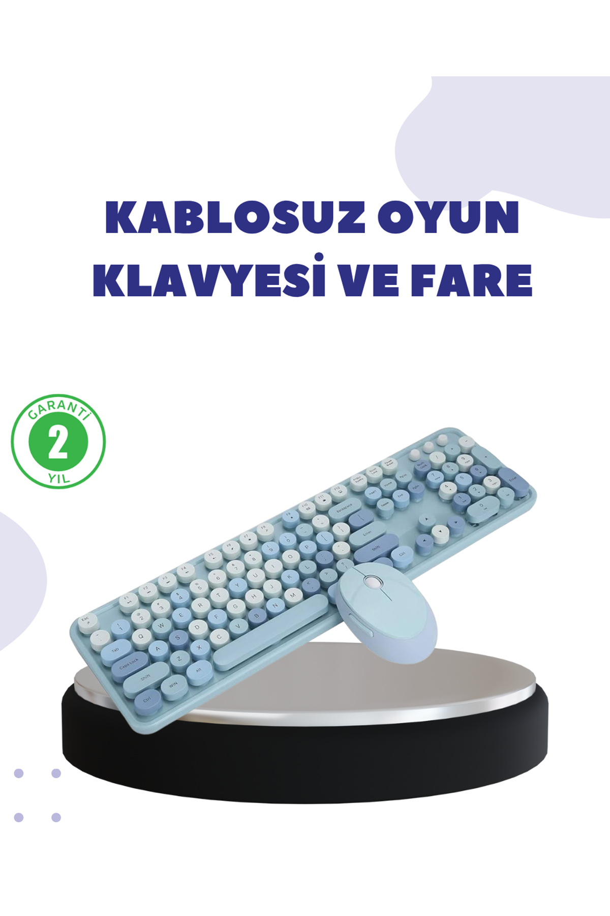 Kablosuz Retro Klavye ve Mouse Seti – 104 Tuşlu, Sessiz Yazım
