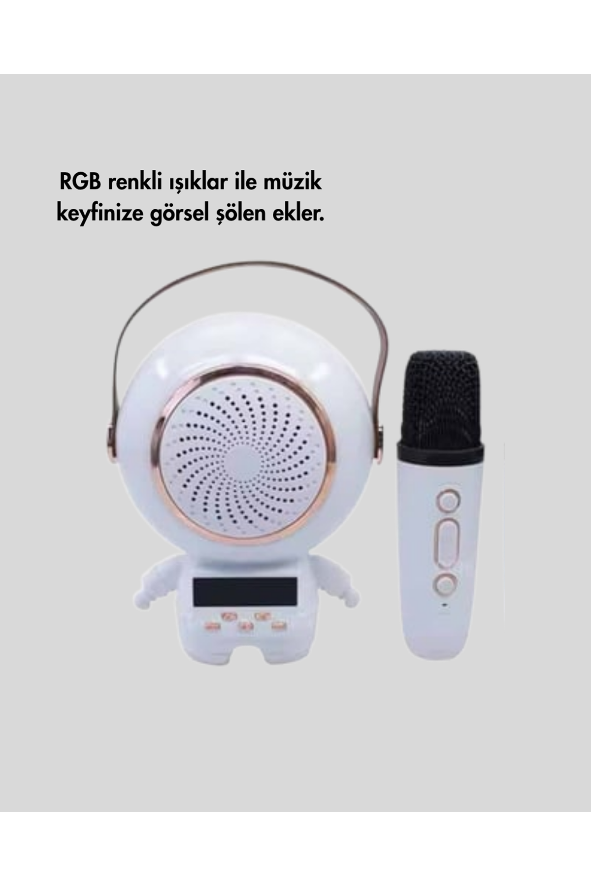 RGB Işıklı Astronot Bluetooth Hoparlör Karaoke Mikrofonlu