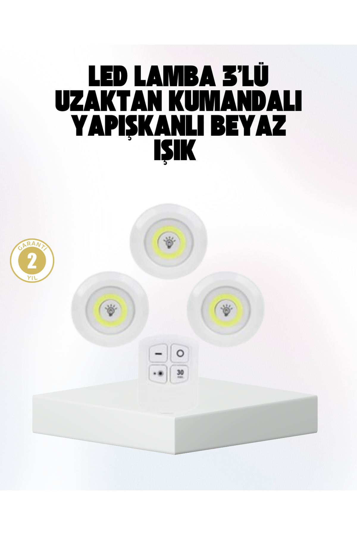 Kablosuz Gün Işığı 3’lü LED Spot Lamba Kumandalı