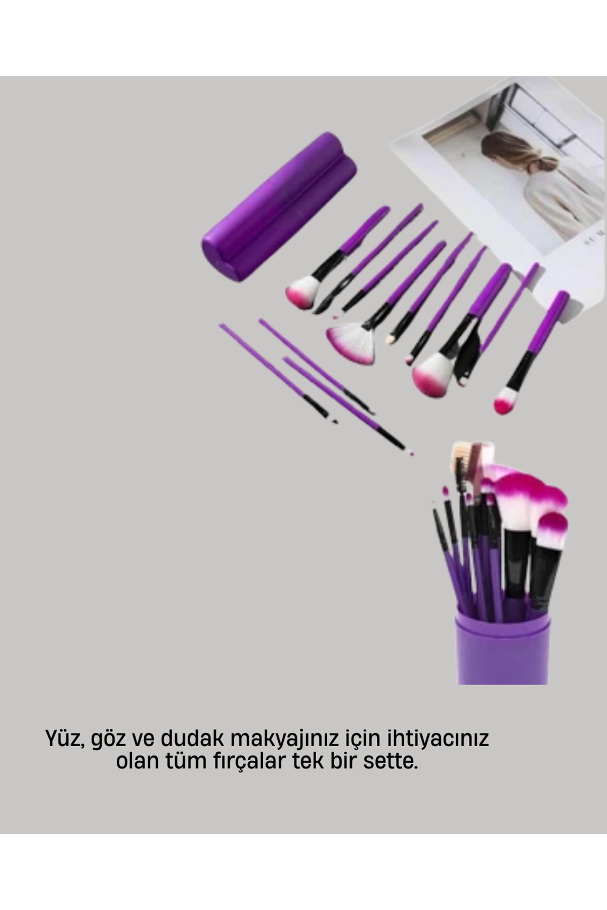 12’li Makyaj Fırça Seti Fondöten Allık Far Karıştırma İçin Tam Uyumlu