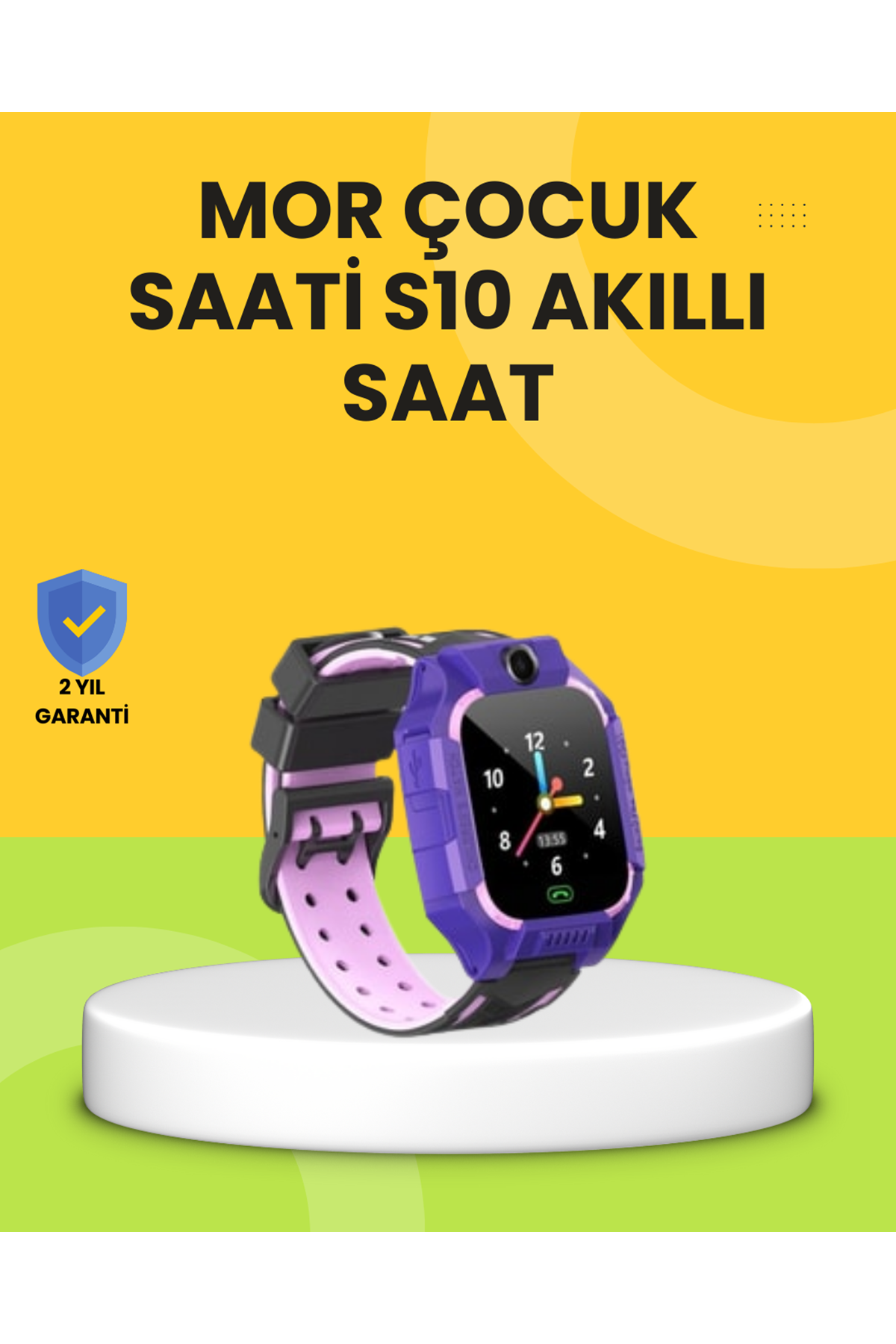 S10 Akıllı Çocuk Saati Mor Tasarım Adımsayar ve Alarm Fonksiyonlu