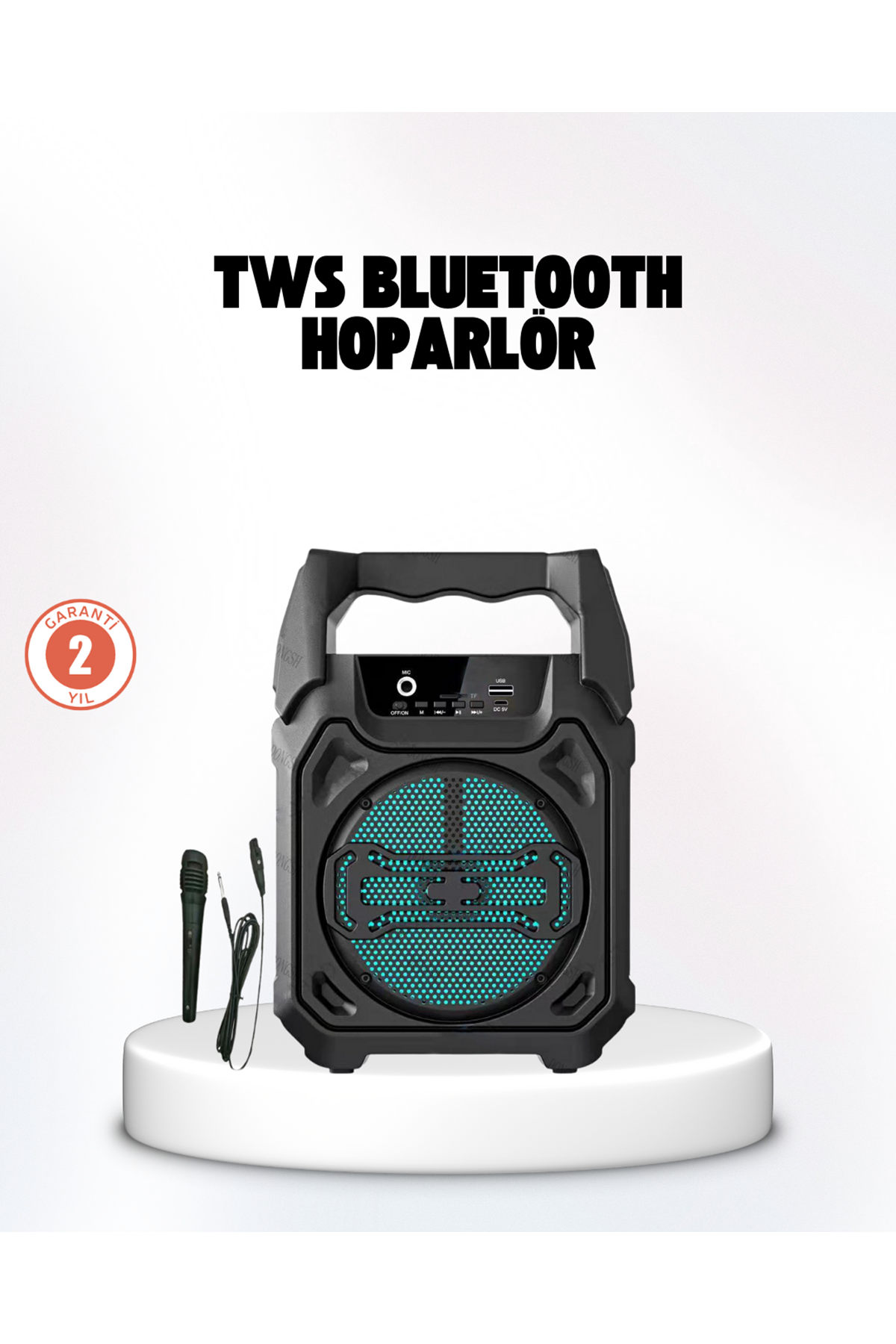 Taşınabilir 6.5” Bluetooth Hoparlör USB TF Kart Mikrofonlu Şarjlı Sistem