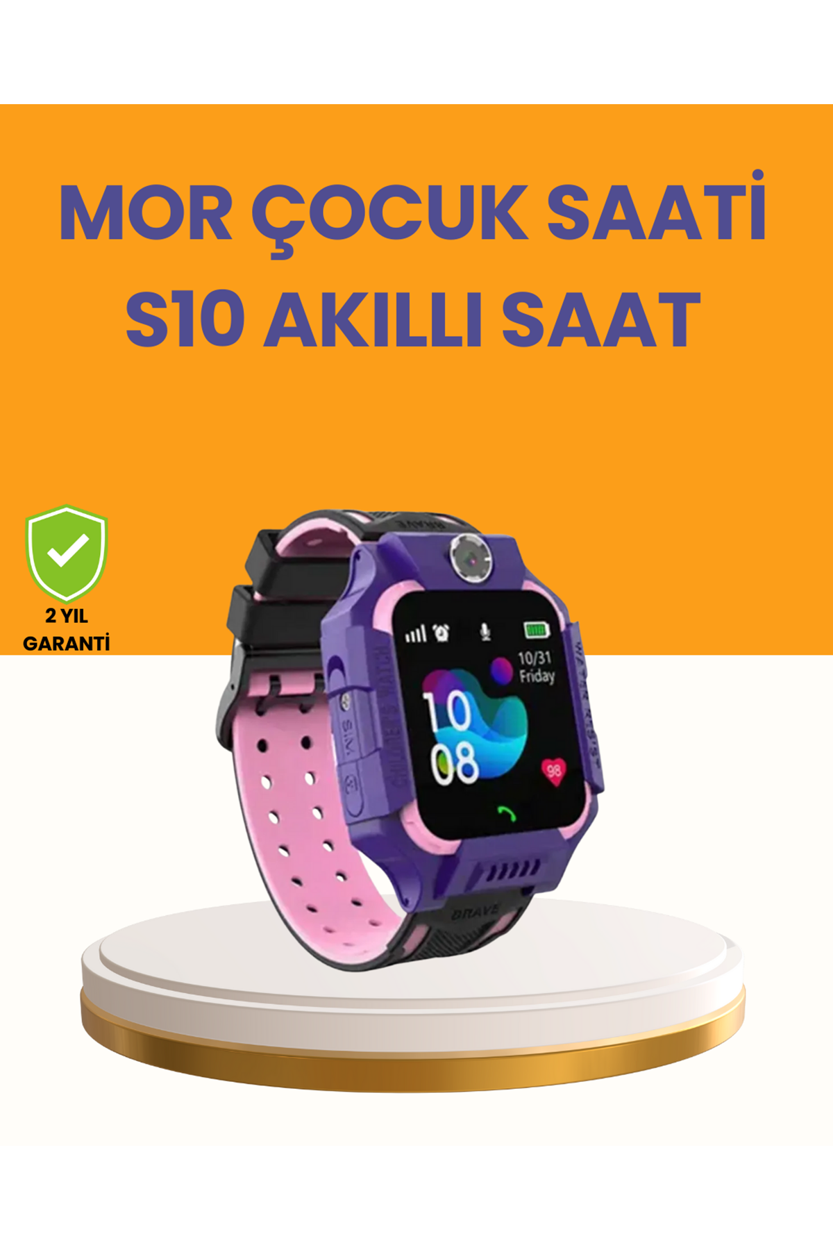 S10 Mor Akıllı Çocuk Saati Konum Takip ve Güvenlik Özellikli