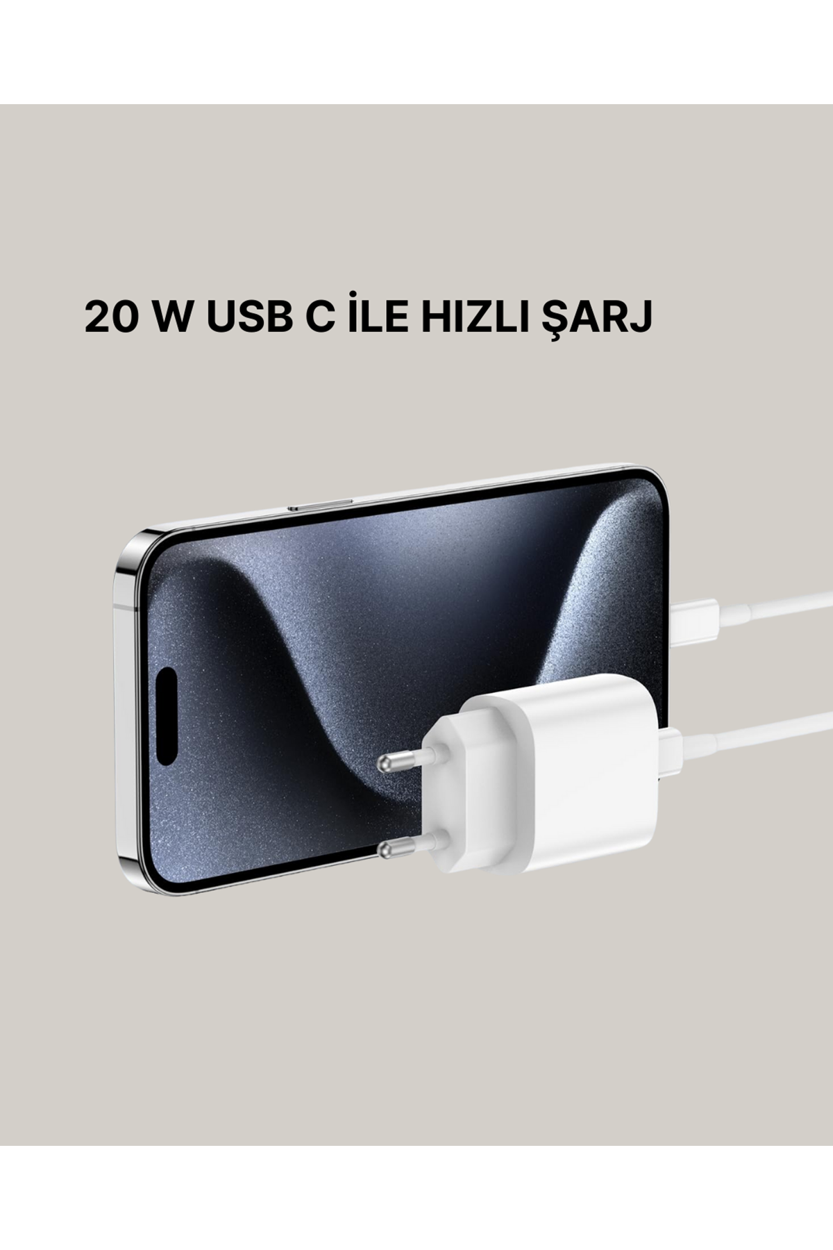 iPhone ve iPad Uyumlu 20W Güvenli USB-C Hızlı Şarj Adaptörü