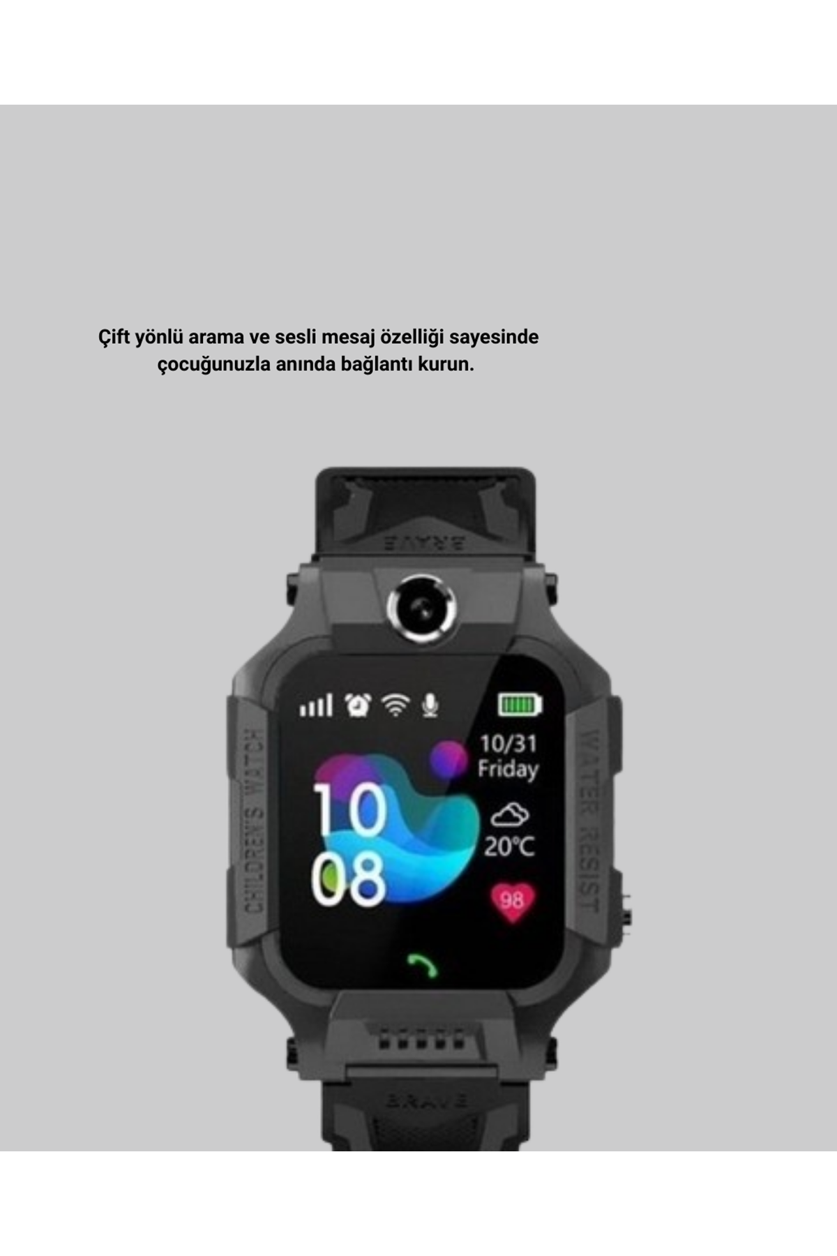 S10 Siyah Akıllı Çocuk Saati Anlık Konum Takibi ve Rota Geçmişi