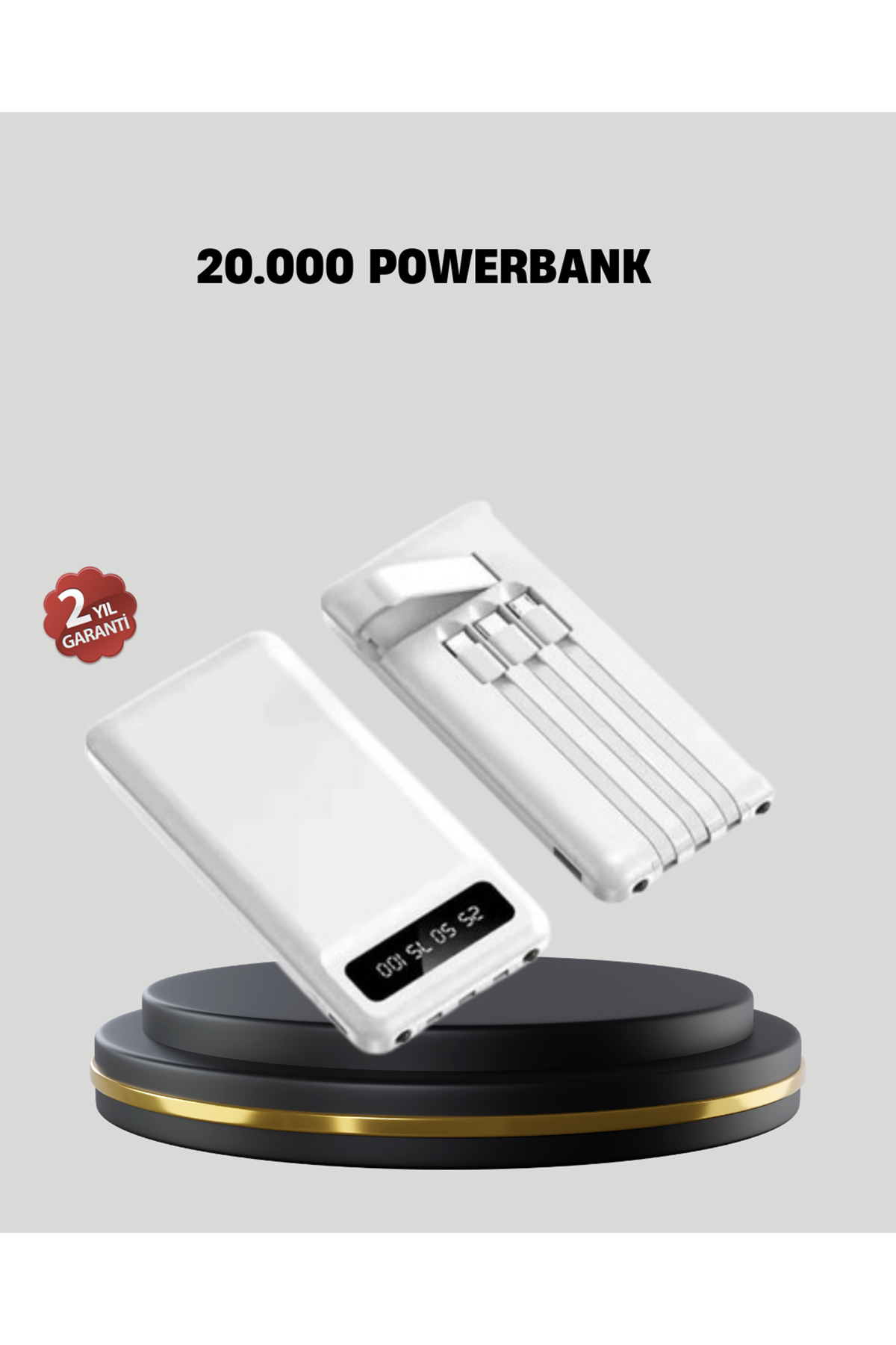 20.000 mAh 4 Çıkışlı LED Göstergeli Hızlı Şarj Powerbank