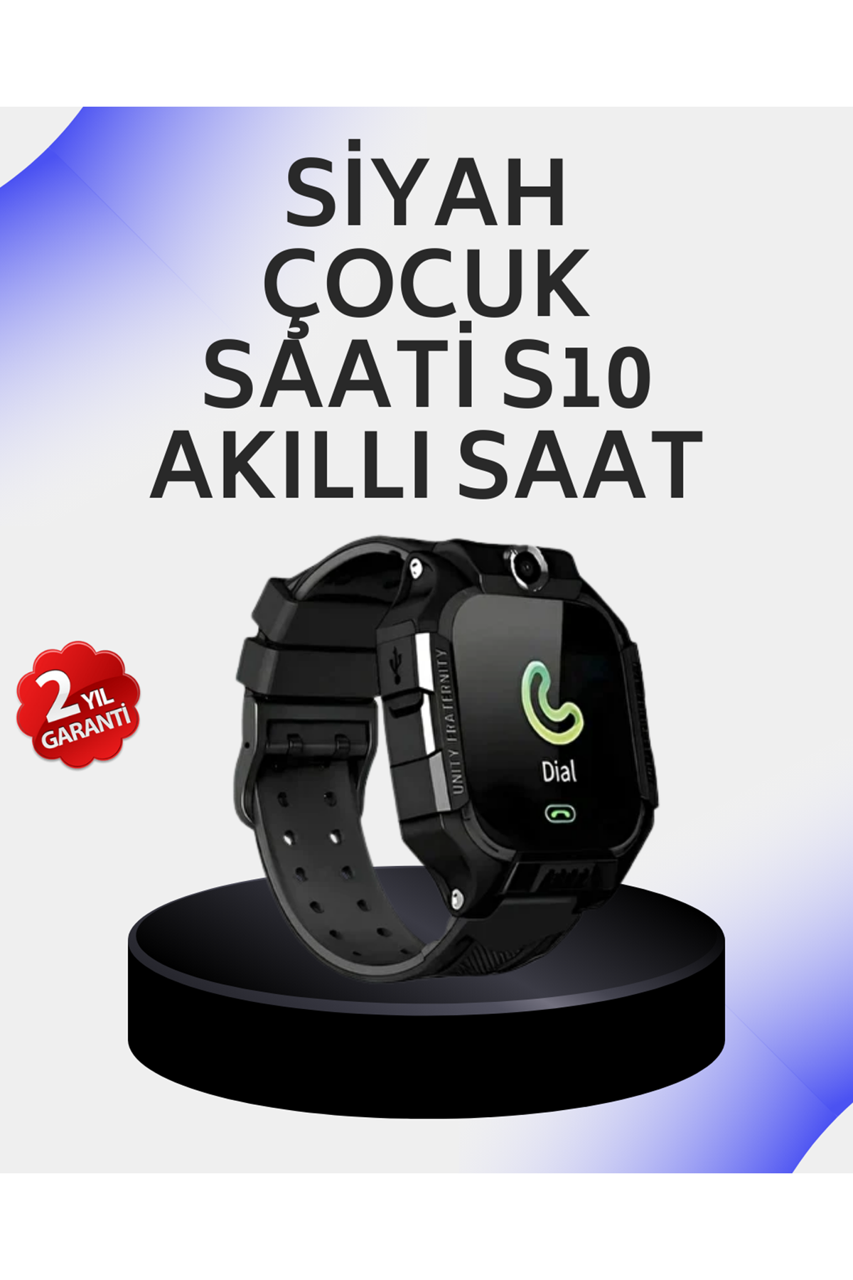 S10 Akıllı Çocuk Saati Siyah Tasarım Adımsayar ve Alarm Fonksiyonu