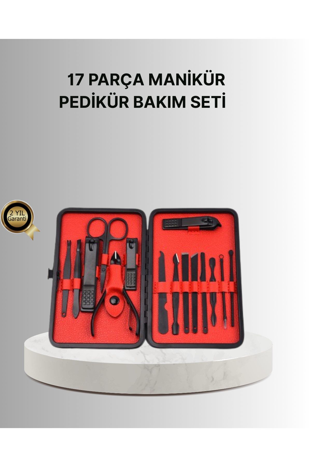 Şık Kutu Tasarımlı 17 Parça Manikür Pedikür Seti Dayanıklı ve Hijyenik