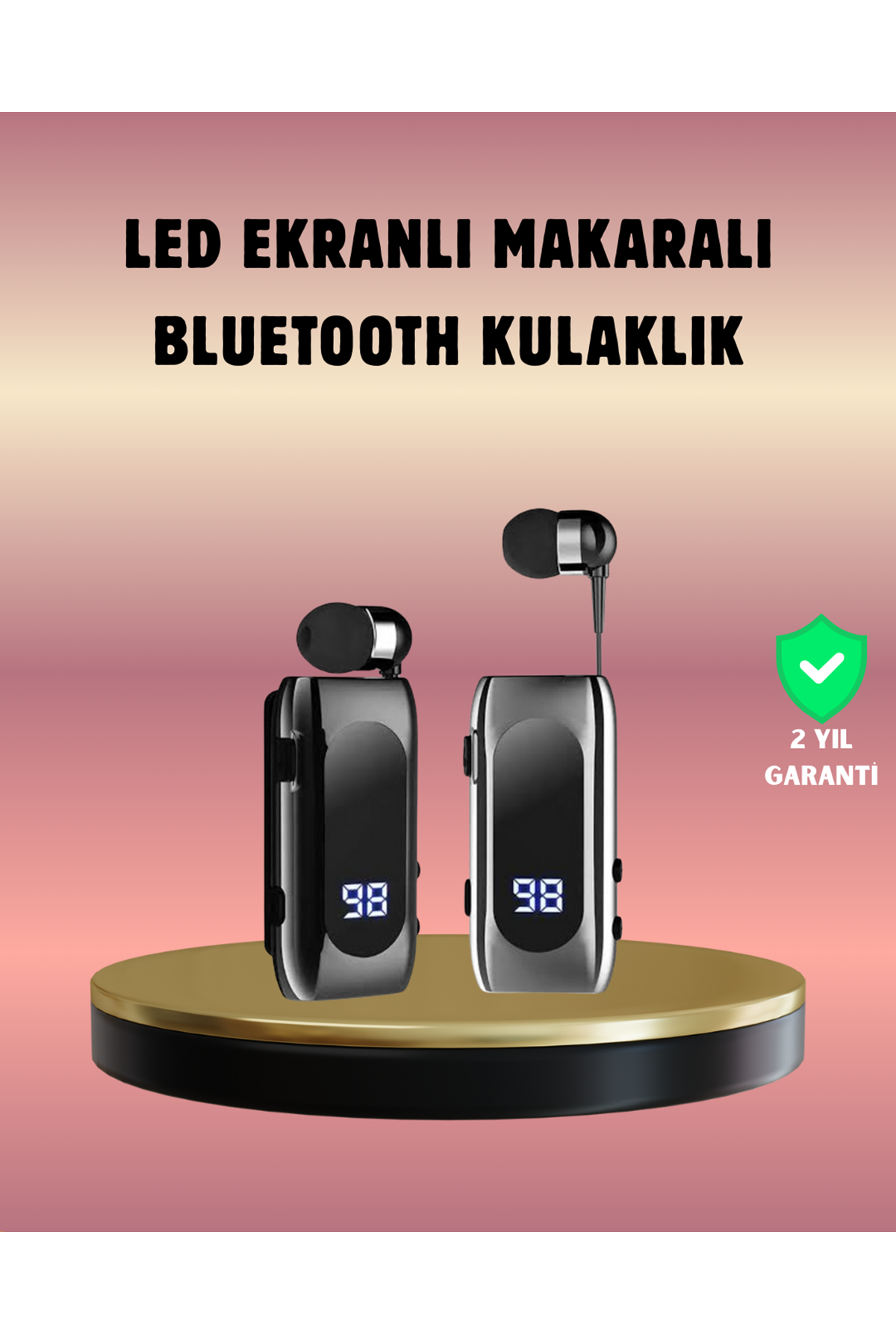 Dijital Göstergeli Bluetooth Kulaklık – Klipsli ve Şık Tasarım