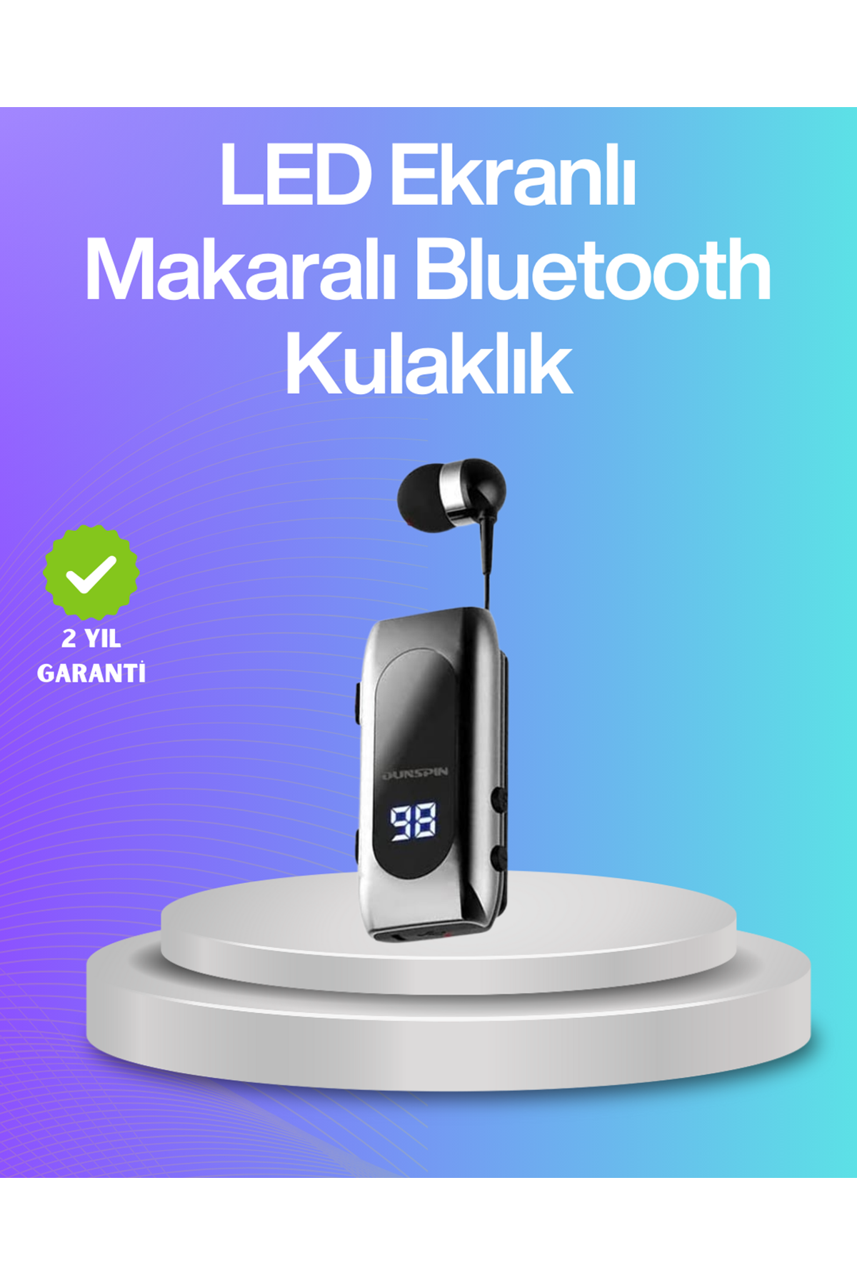 Bluetooth 5.2 Klipsli Kablosuz Kulaklık – Dijital Ekran & Titreşimli Uyarı
