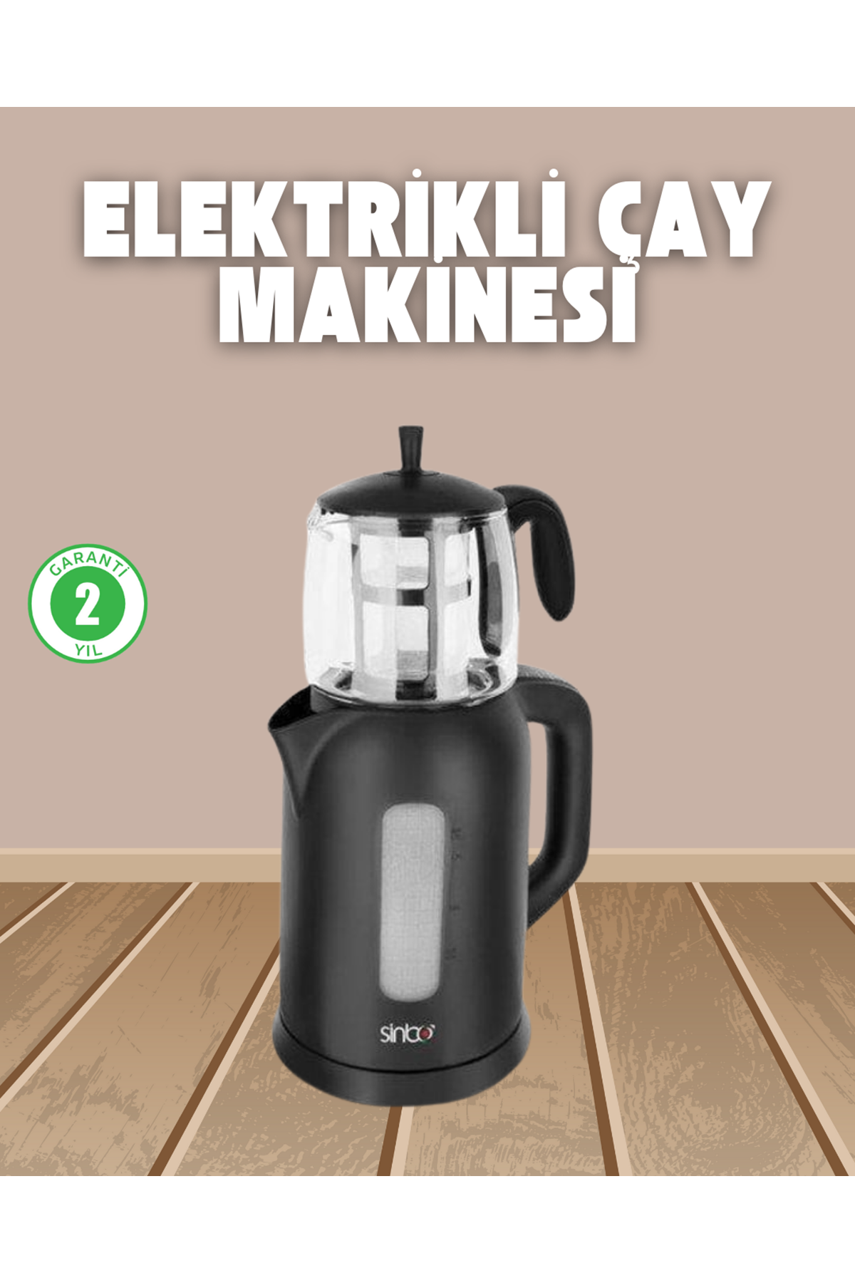 0,9 L Cam Demlik ve 1,7 L Su Haznesi ile Çay Keyfi