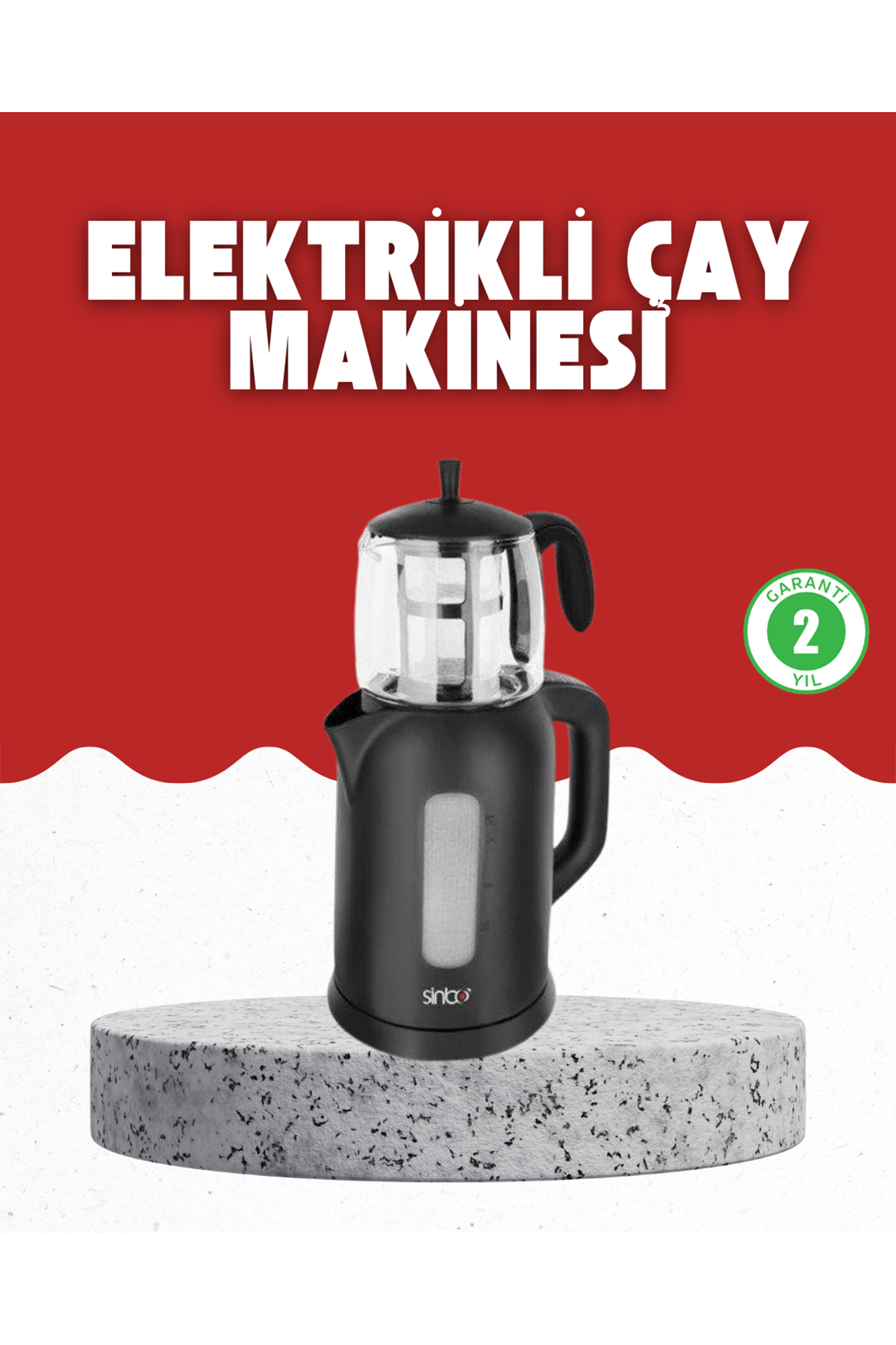 Sıcak Tutma Özellikli 2’si 1 Arada Çay Makinesi ve Su Isıtıcı