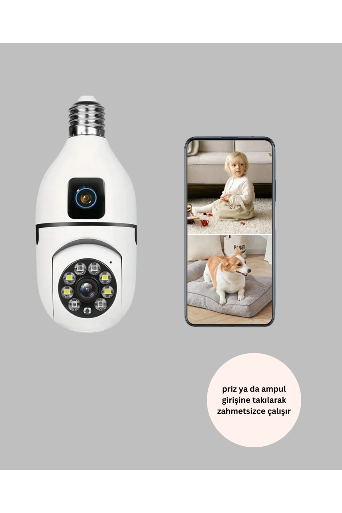 360 Derece Panoramik WiFi Kamera – Full HD Ev Güvenlik Sistemi