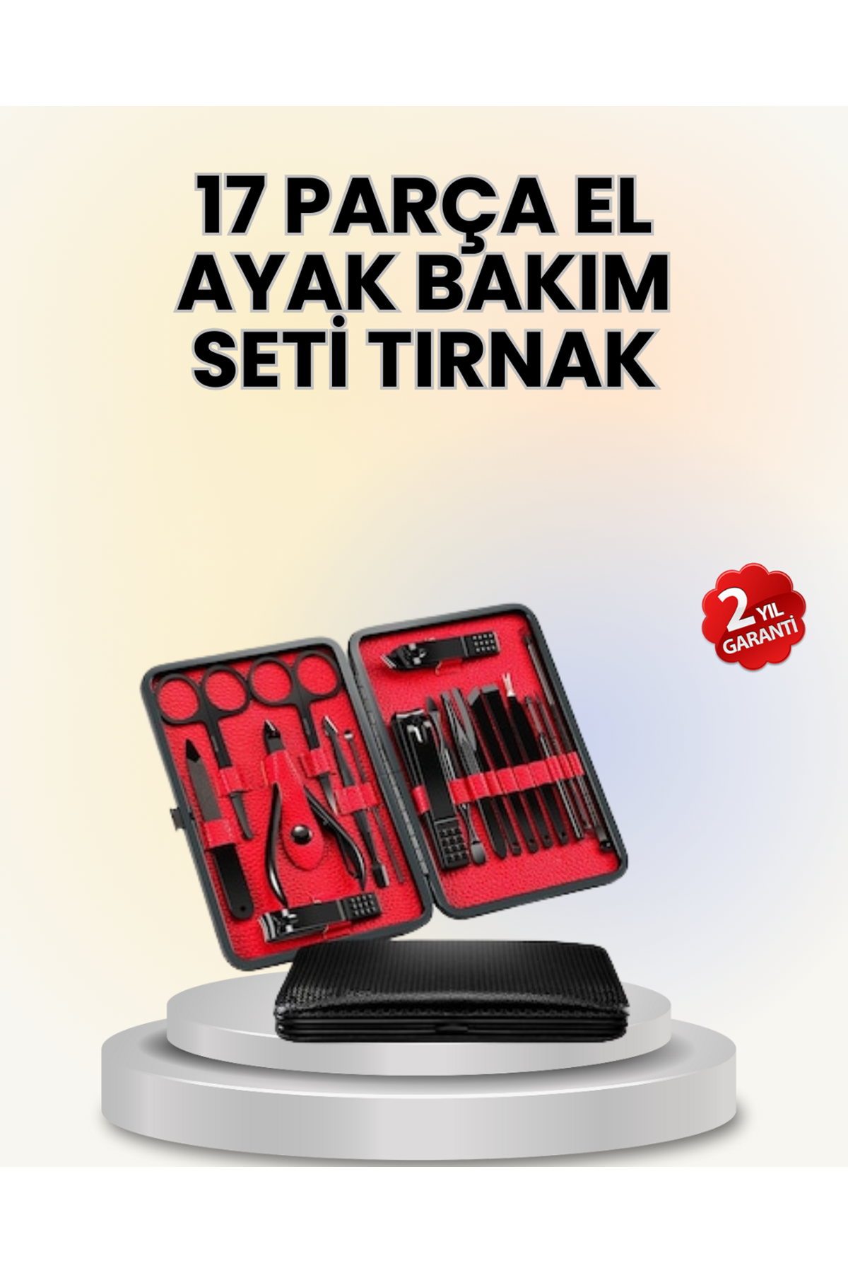 17 Parçalık Deri Kaplamalı Manikür Seti
