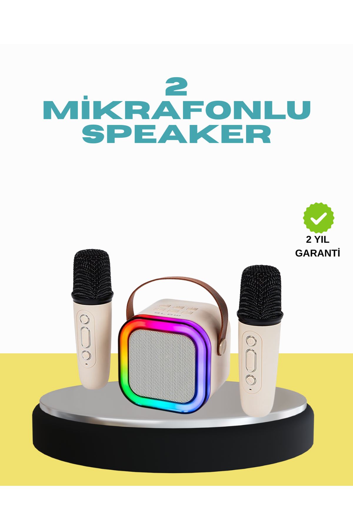 LED Işıklı Taşınabilir Karaoke Hoparlör – USB & AUX Girişli