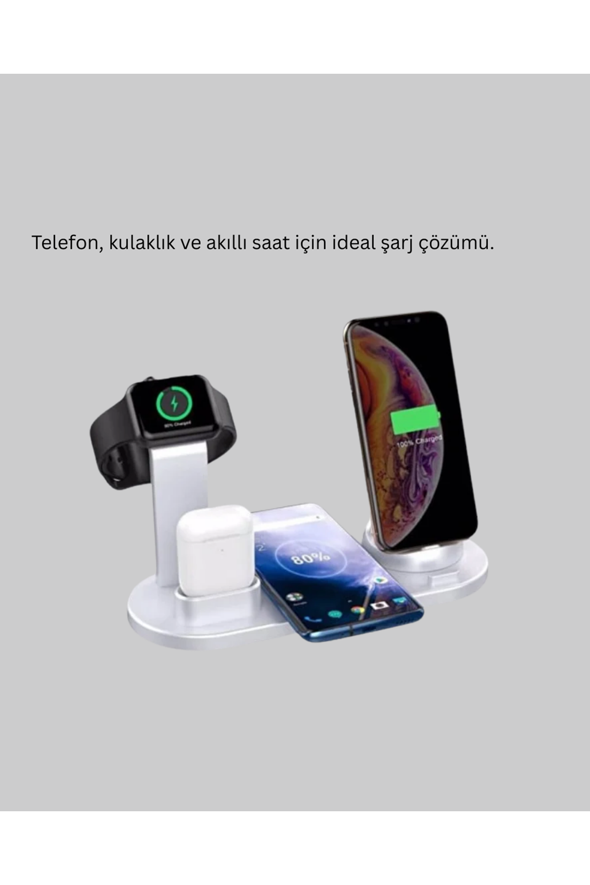 Qi Destekli Tüm Cihazlarla Uyumlu Kablosuz Şarj Ünitesi