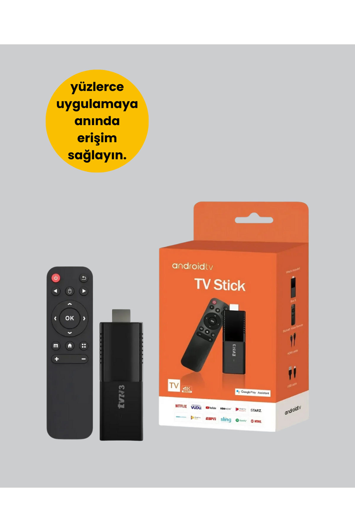 Android TV Stick 4K Ultra HD Görüntü Destekli